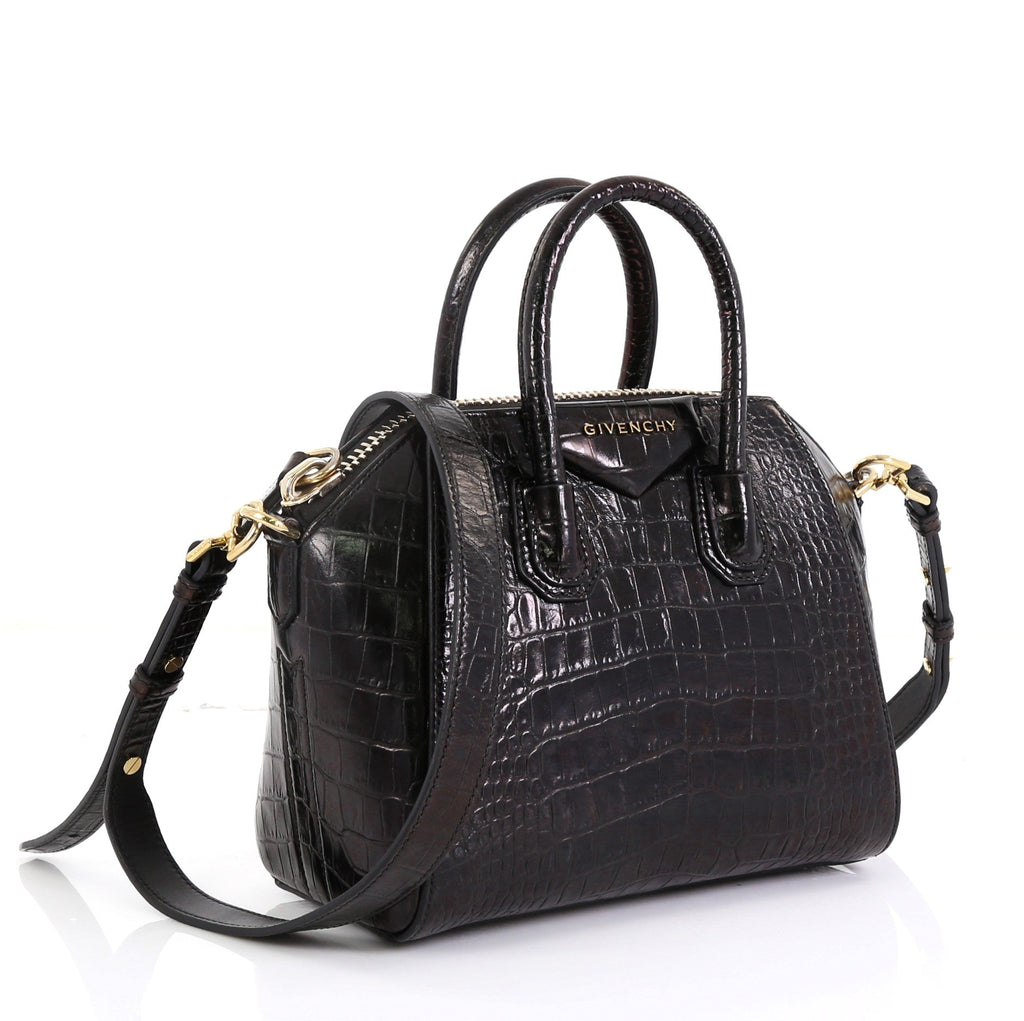 Antigona Bag Crocodile Embossed Leather Mini