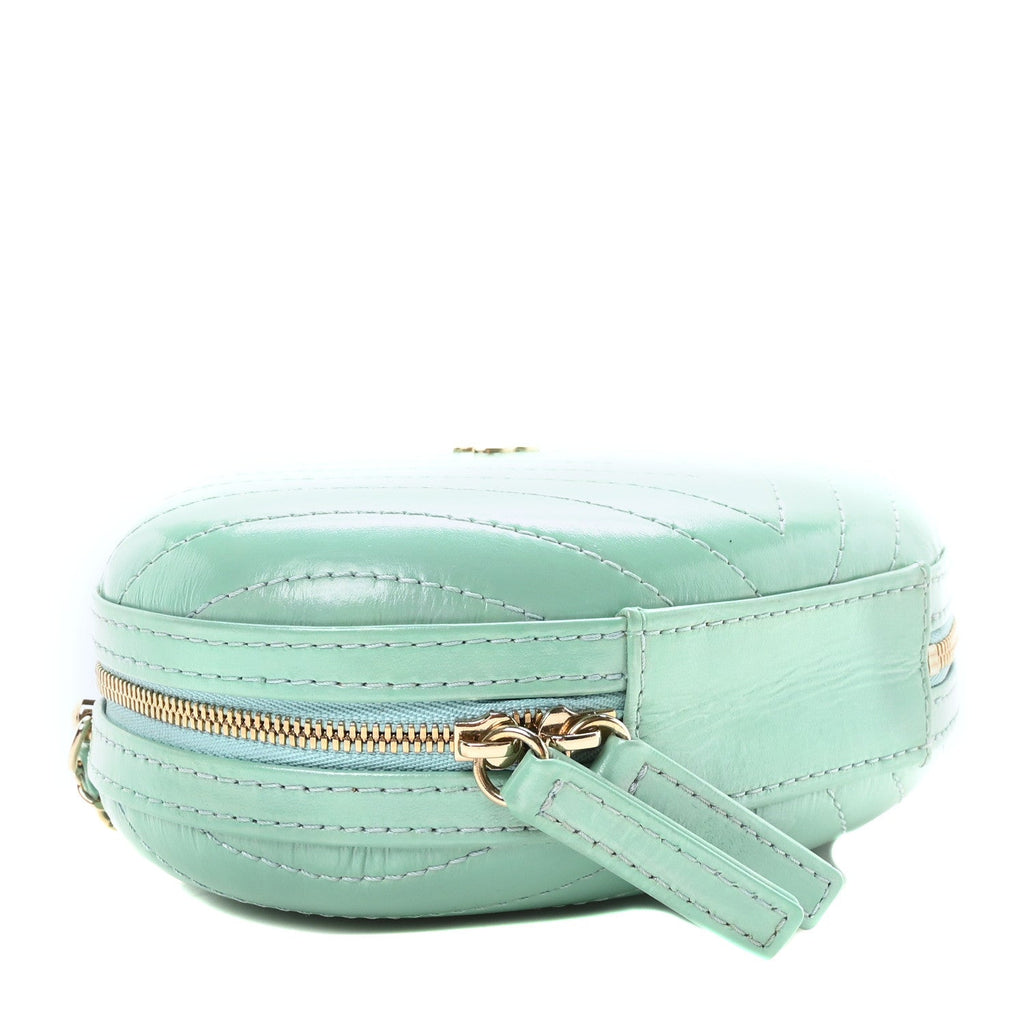 Calfskin Chevron Stitched Evening Bag Blue