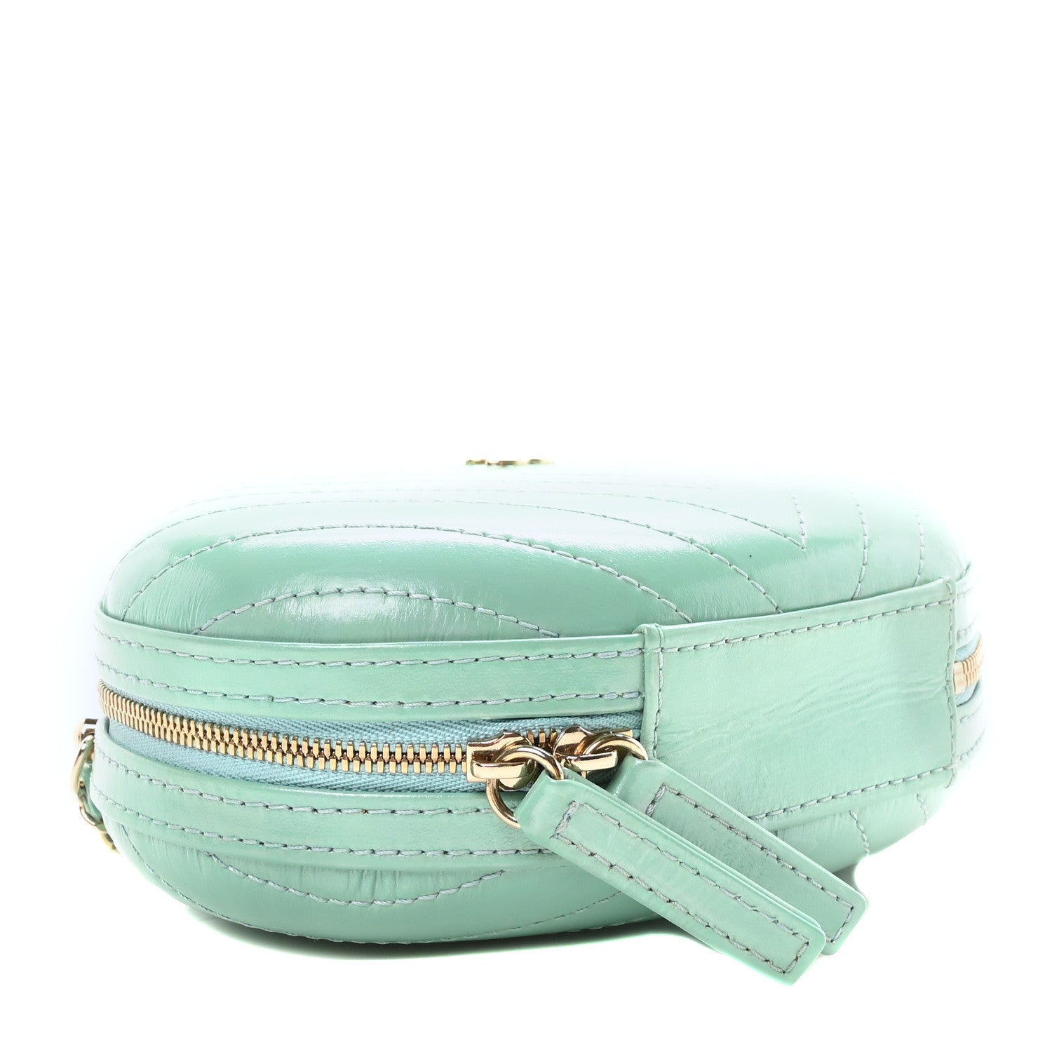 Calfskin Chevron Stitched Evening Bag Blue
