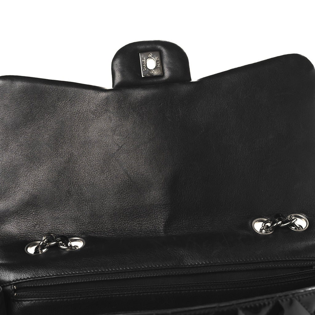 Patent Quilted Jumbo Single Flap Black