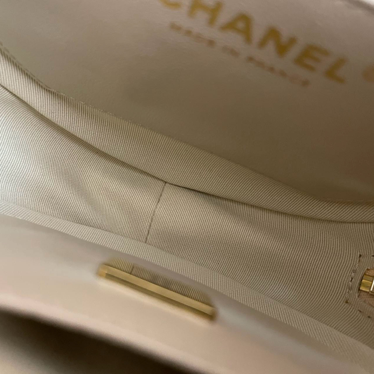 Chanel Champagne Gold Big Heart Bag in Love Heart Clutch Large Size