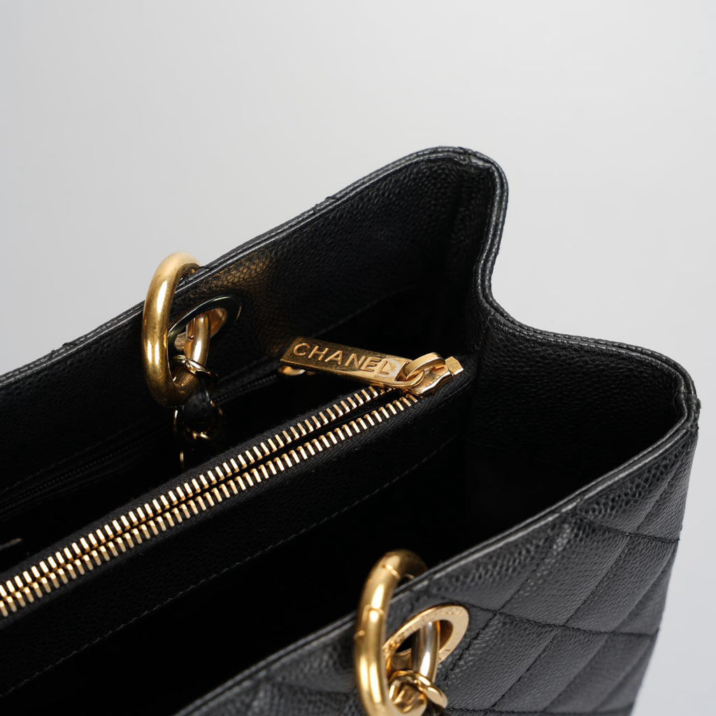 Chanel Black Grand Shopping Tote GST Bag in Caviar Leather with Gold Hardware