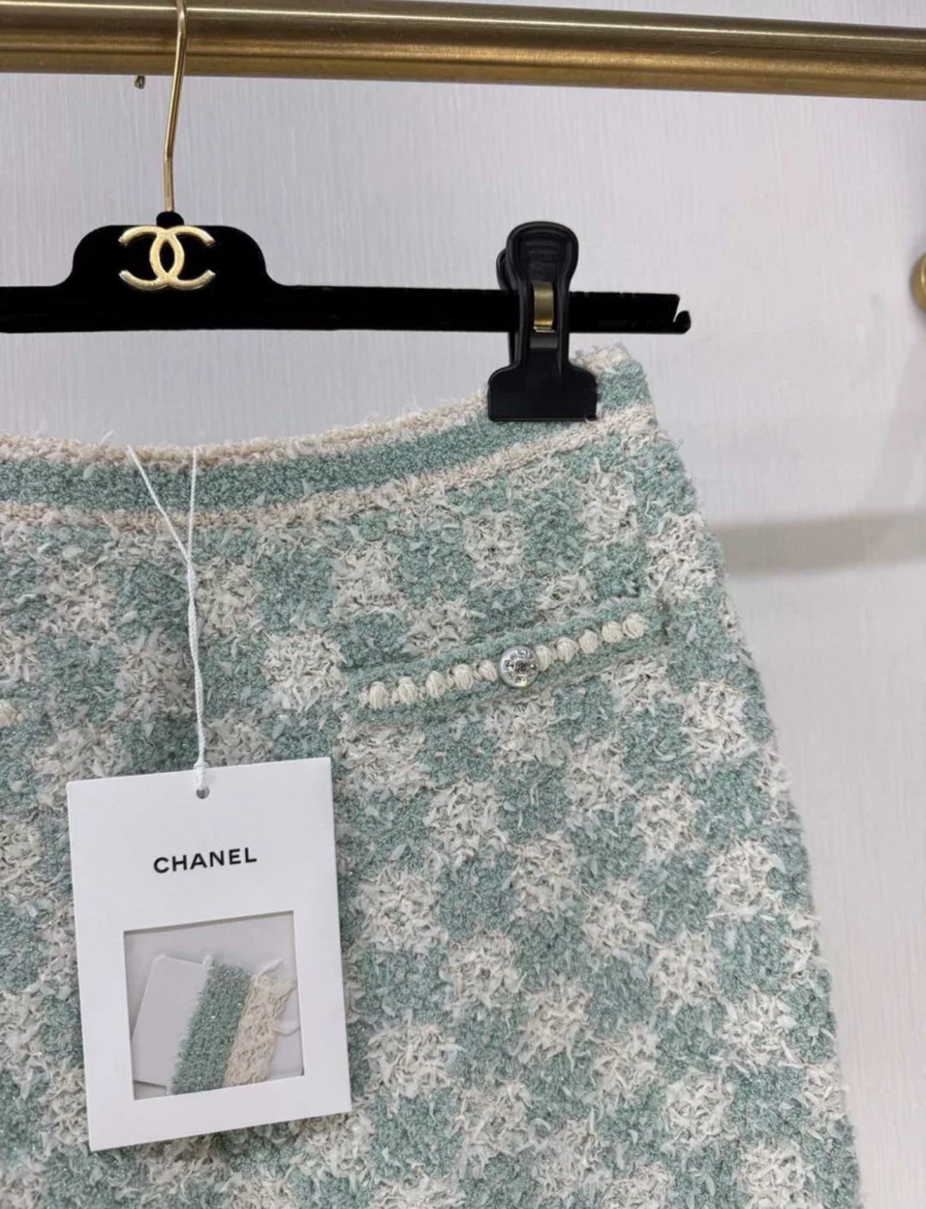Chanel 23S Green Tweed Skirt