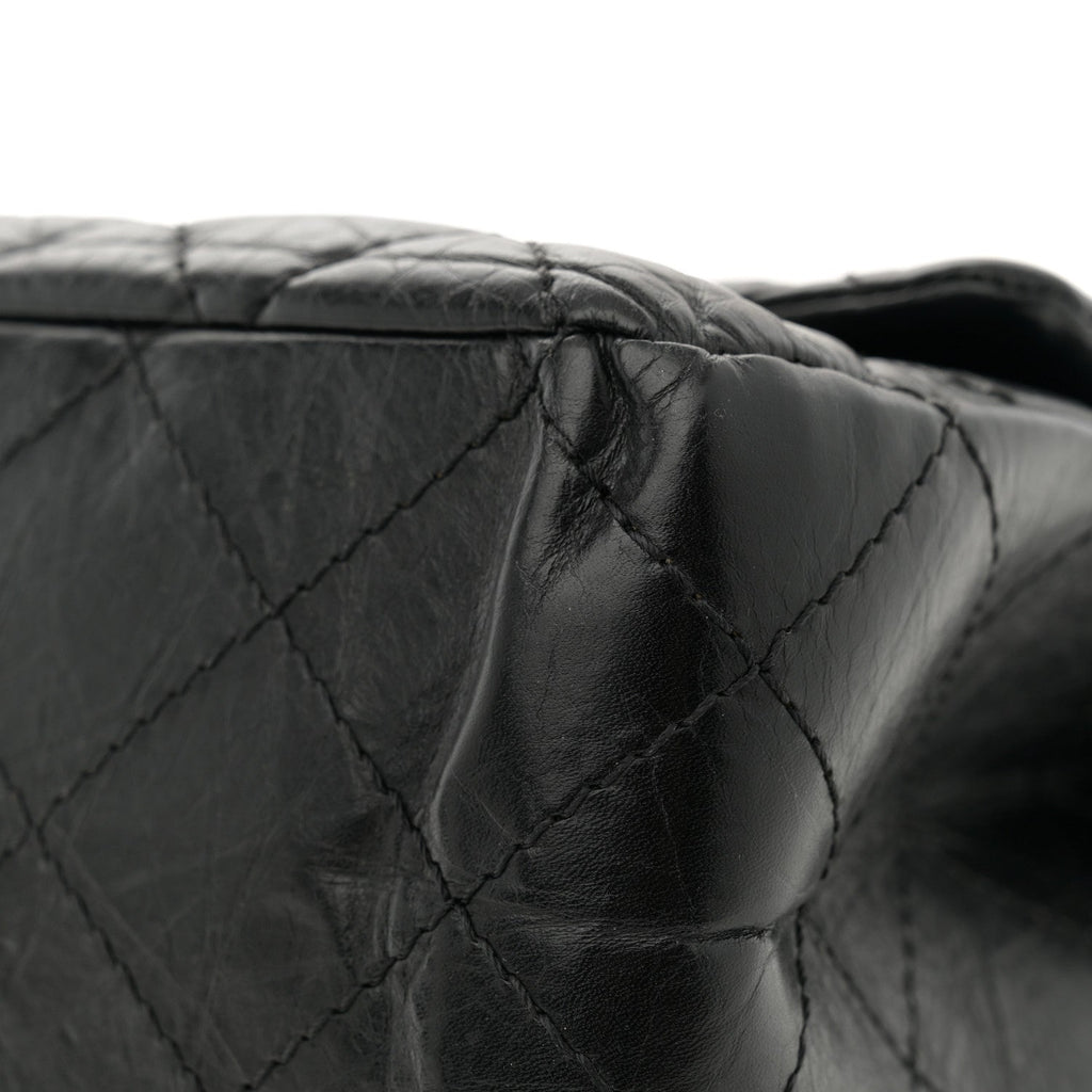 Aged Calfskin Quilted 2.55 Reissue 227 Flap Black
