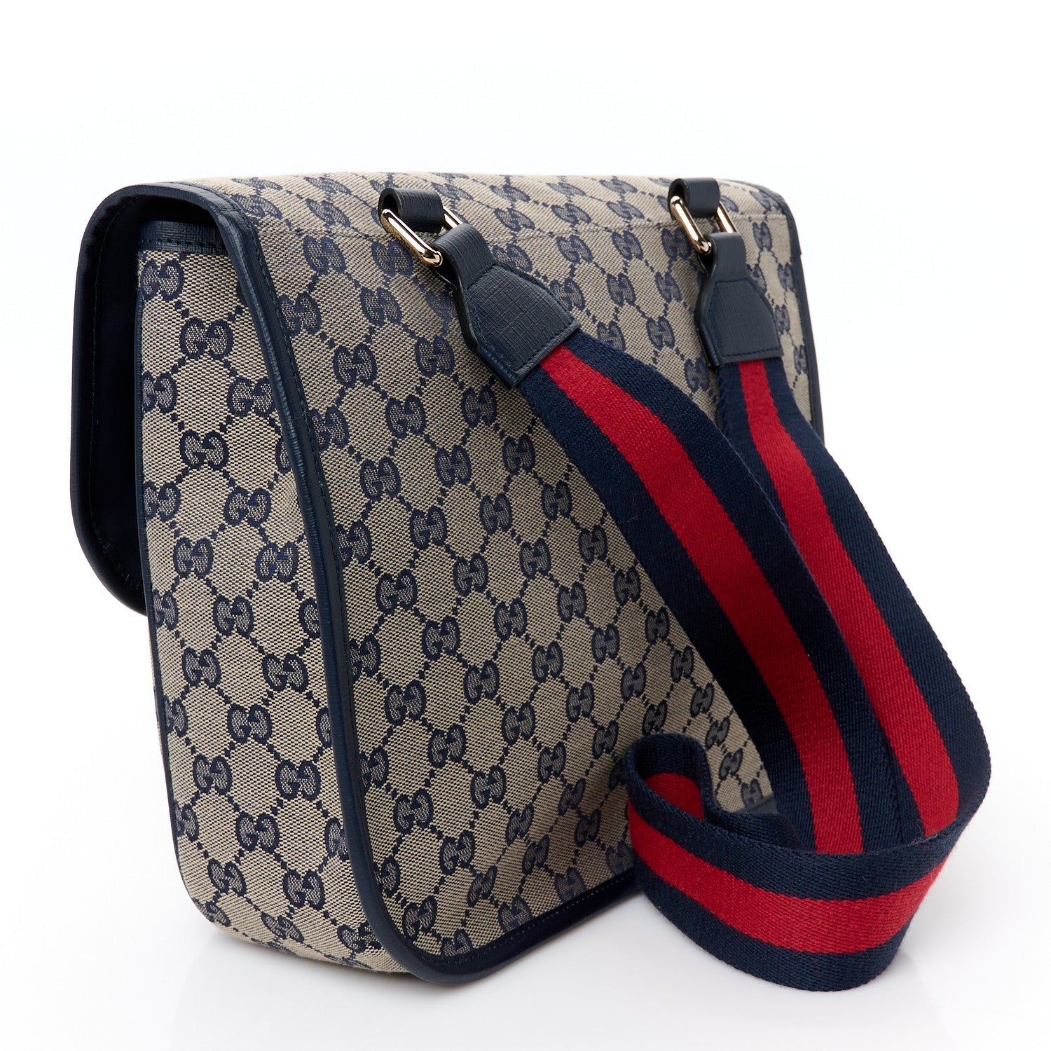 Monogram Web Childrens Messenger Bag Beige Blue