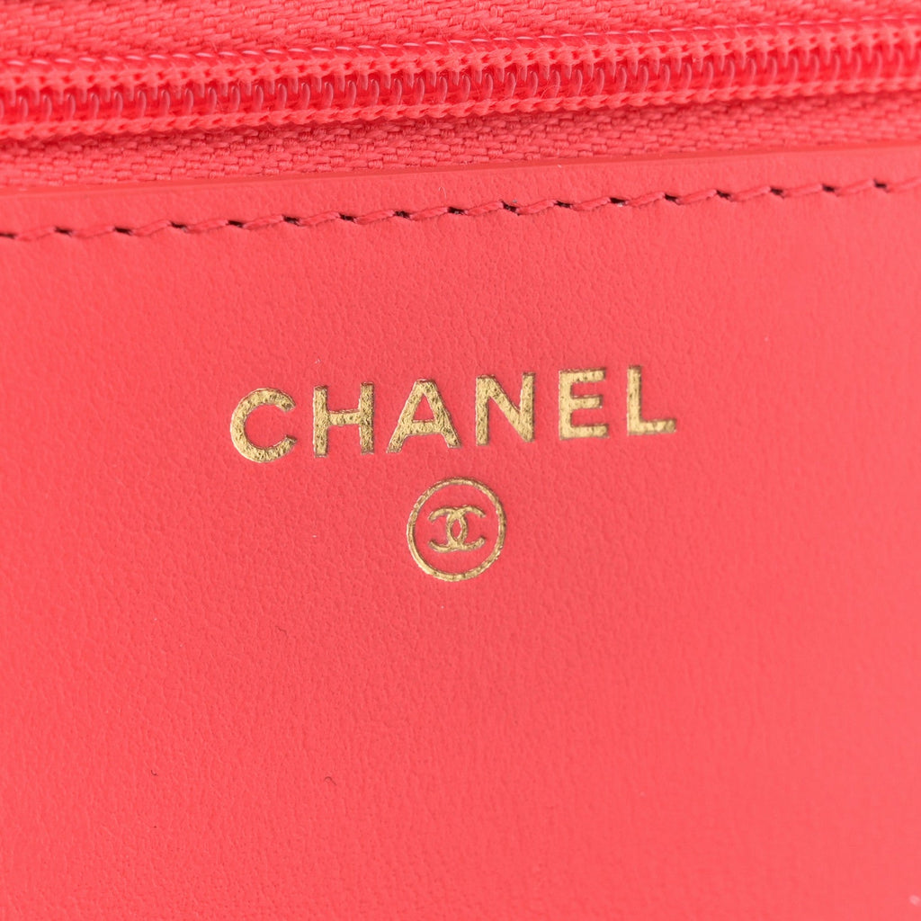 Caviar Quilted Bow Wallet On Chain WOC Orange