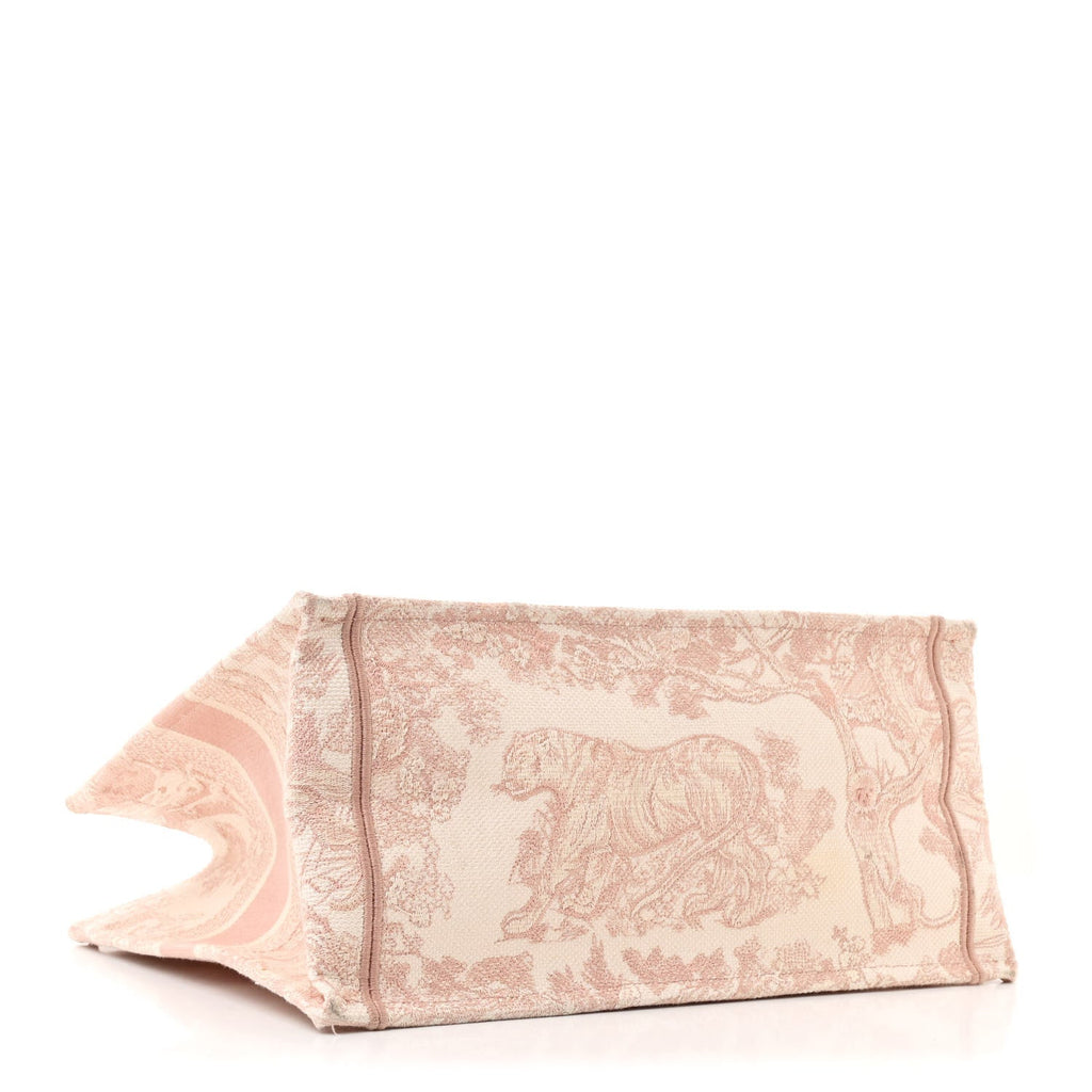 Canvas Embroidered Medium Dioriviera Toile De Jouy Book Tote Rose