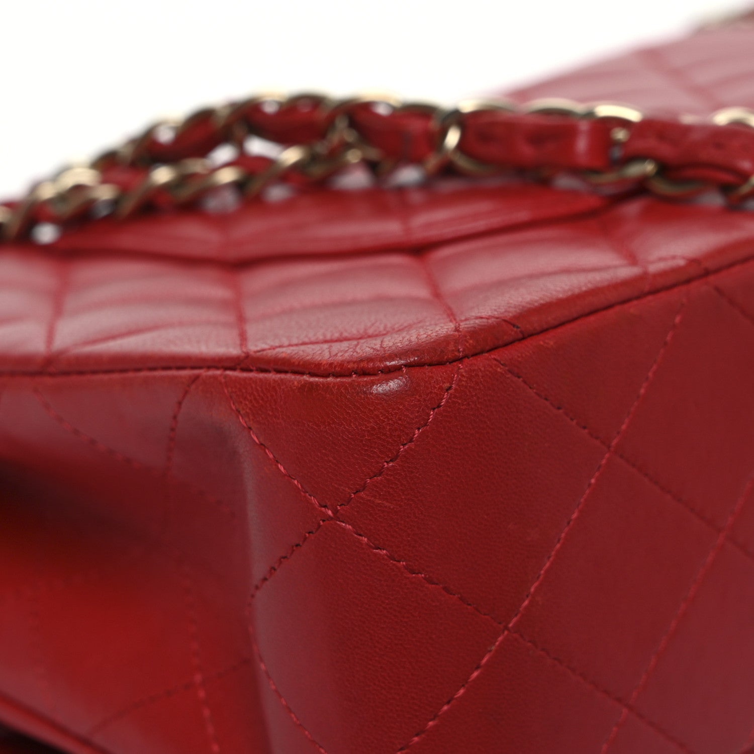 Lambskin Quilted Medium Double Flap Red