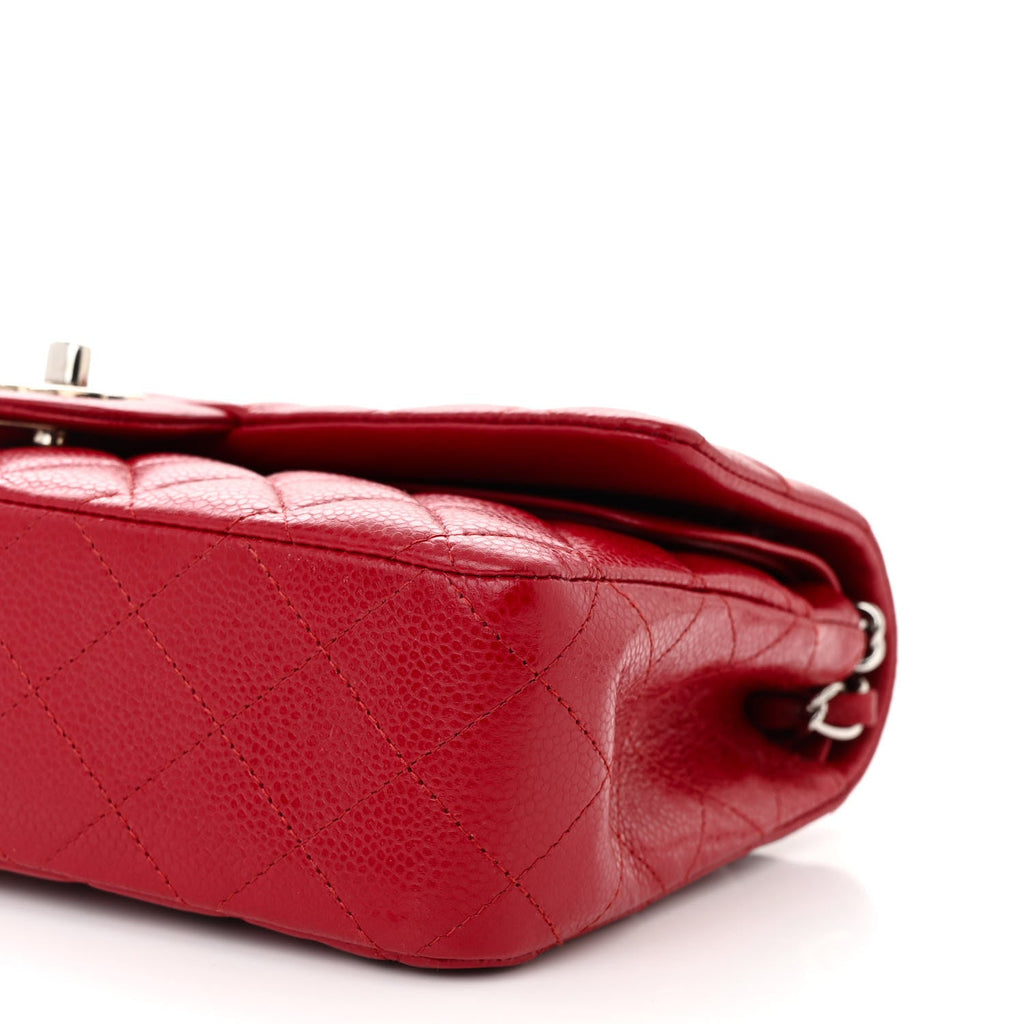 Caviar Quilted Medium Double Flap Red