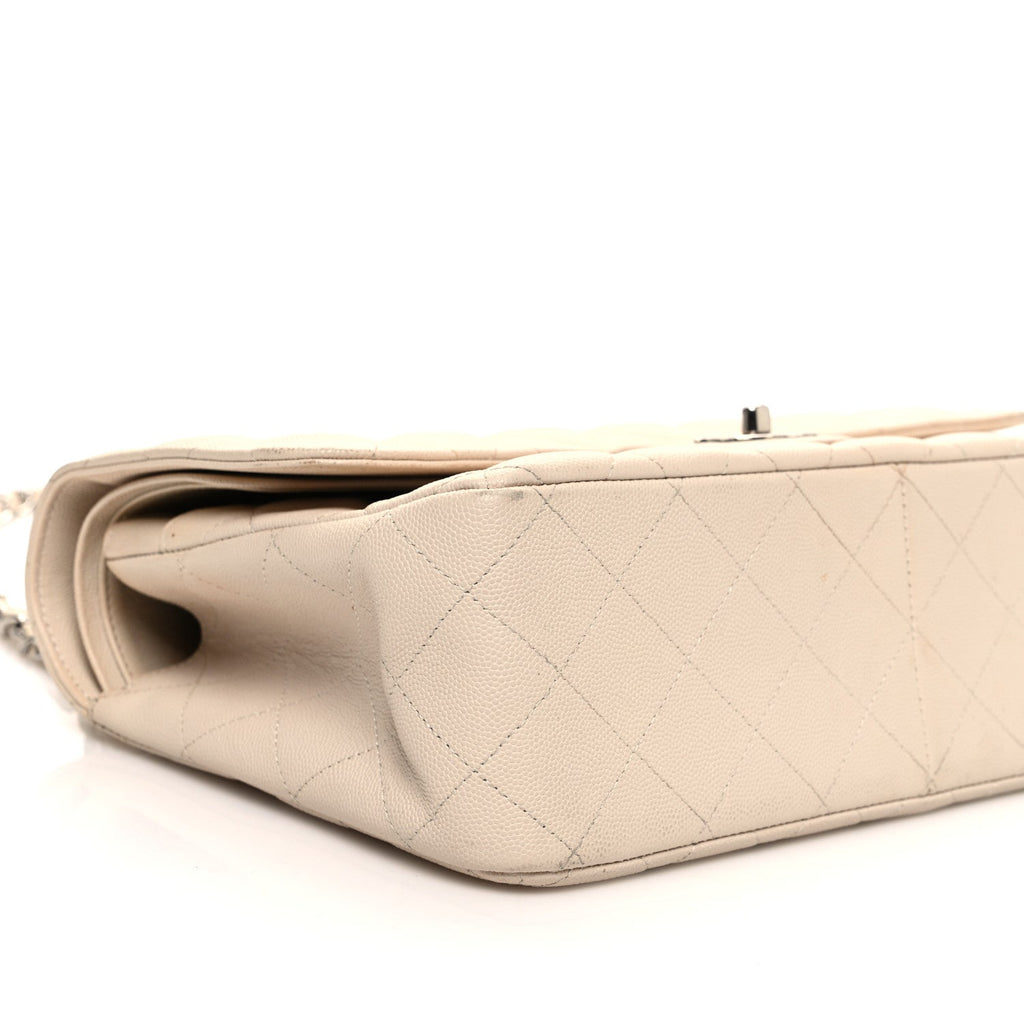 Caviar Quilted Jumbo Double Flap Ivory