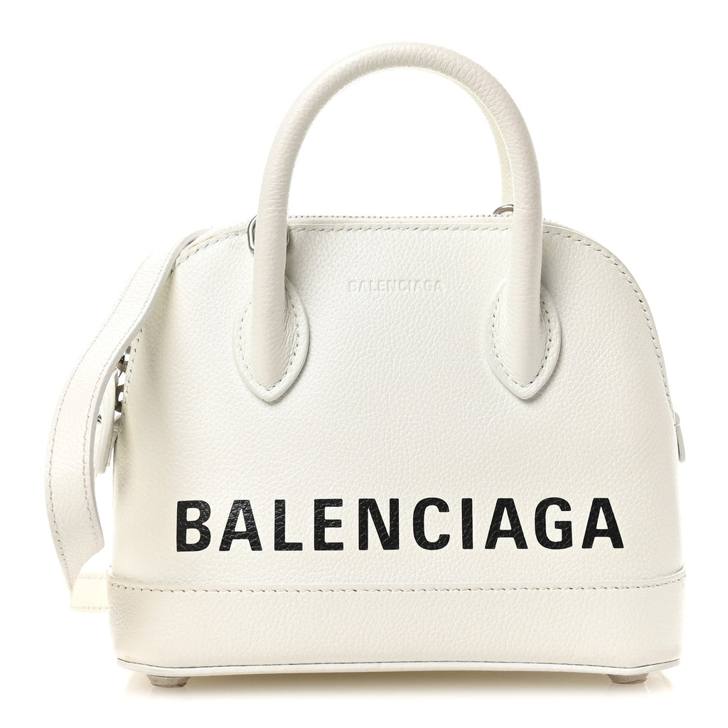 Grained Calfskin XXS Ville Top Handle Bag White Black