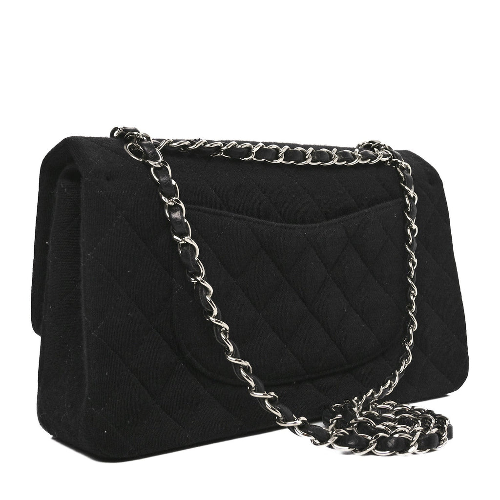 Jersey Quilted Medium Double Flap Black