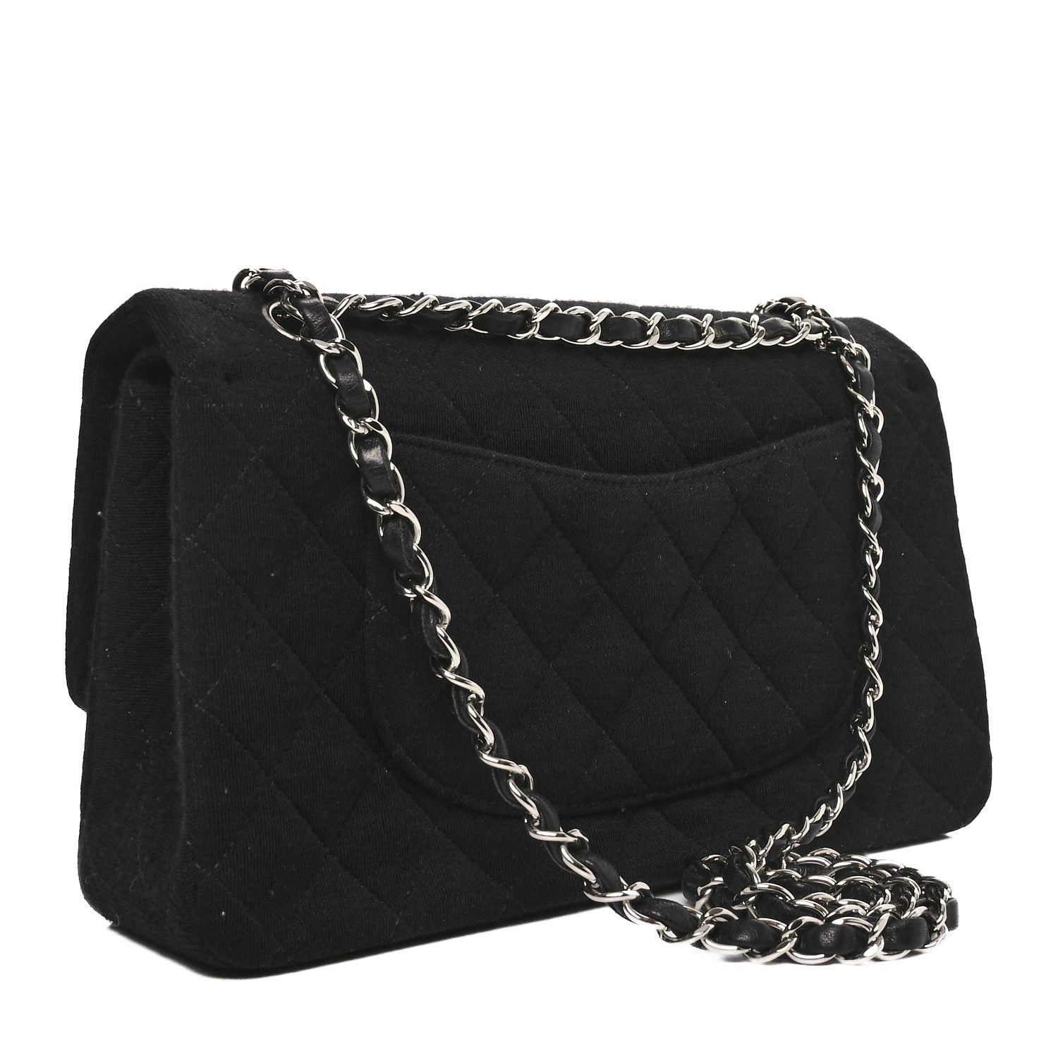 Jersey Quilted Medium Double Flap Black
