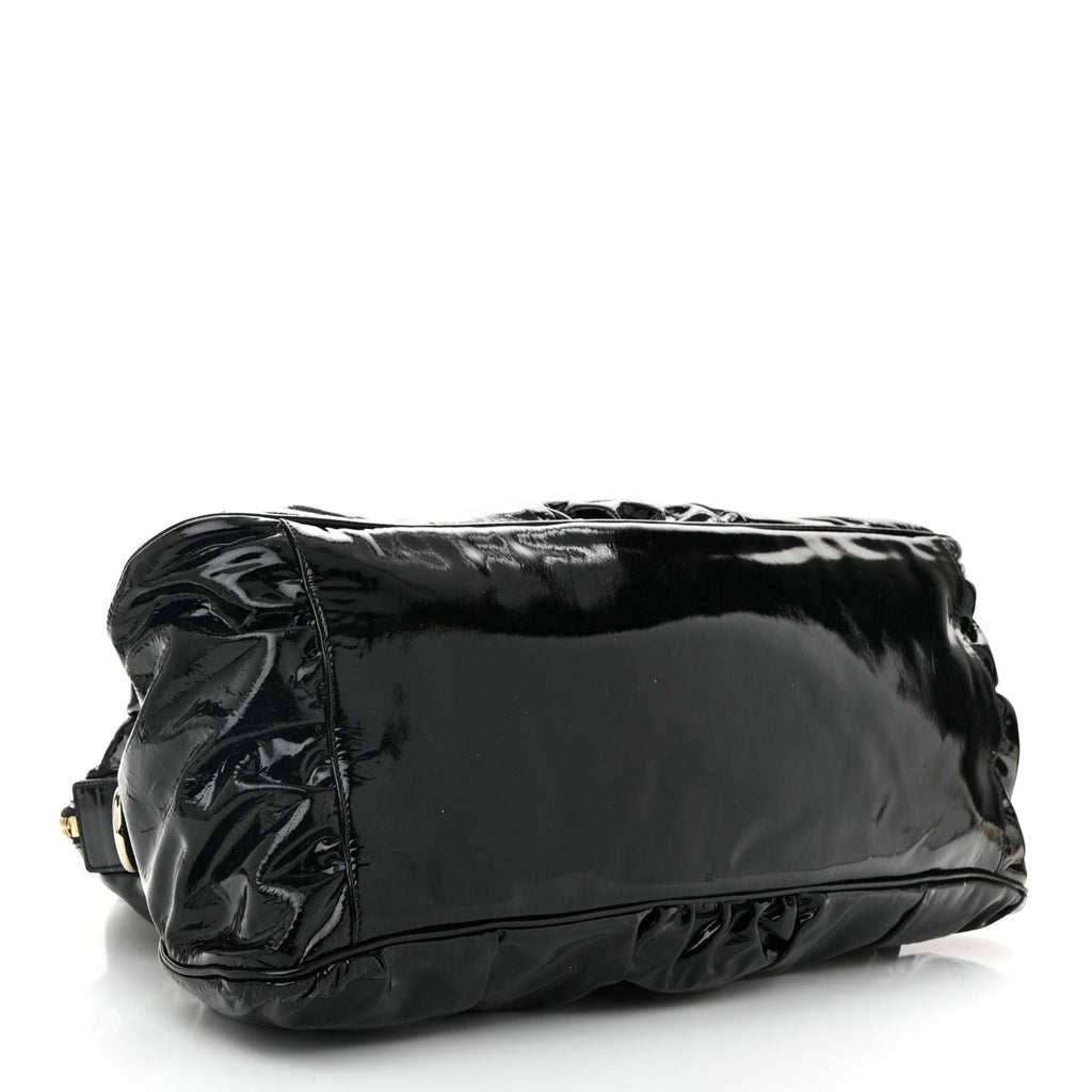 Patent Large Hysteria Top Handle Bag Black
