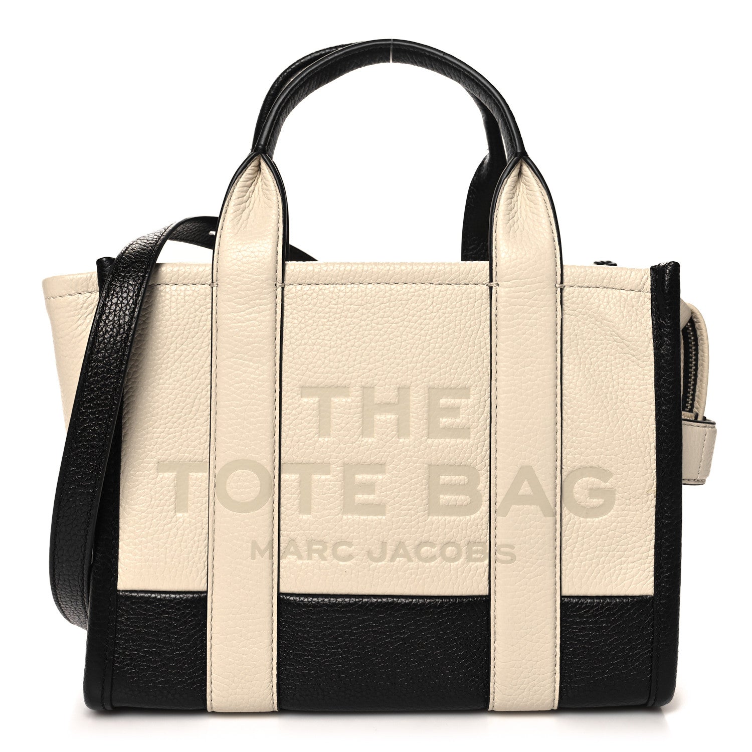 Grained Calfskin Colorblock Mini The Tote Bag Ivory Multi