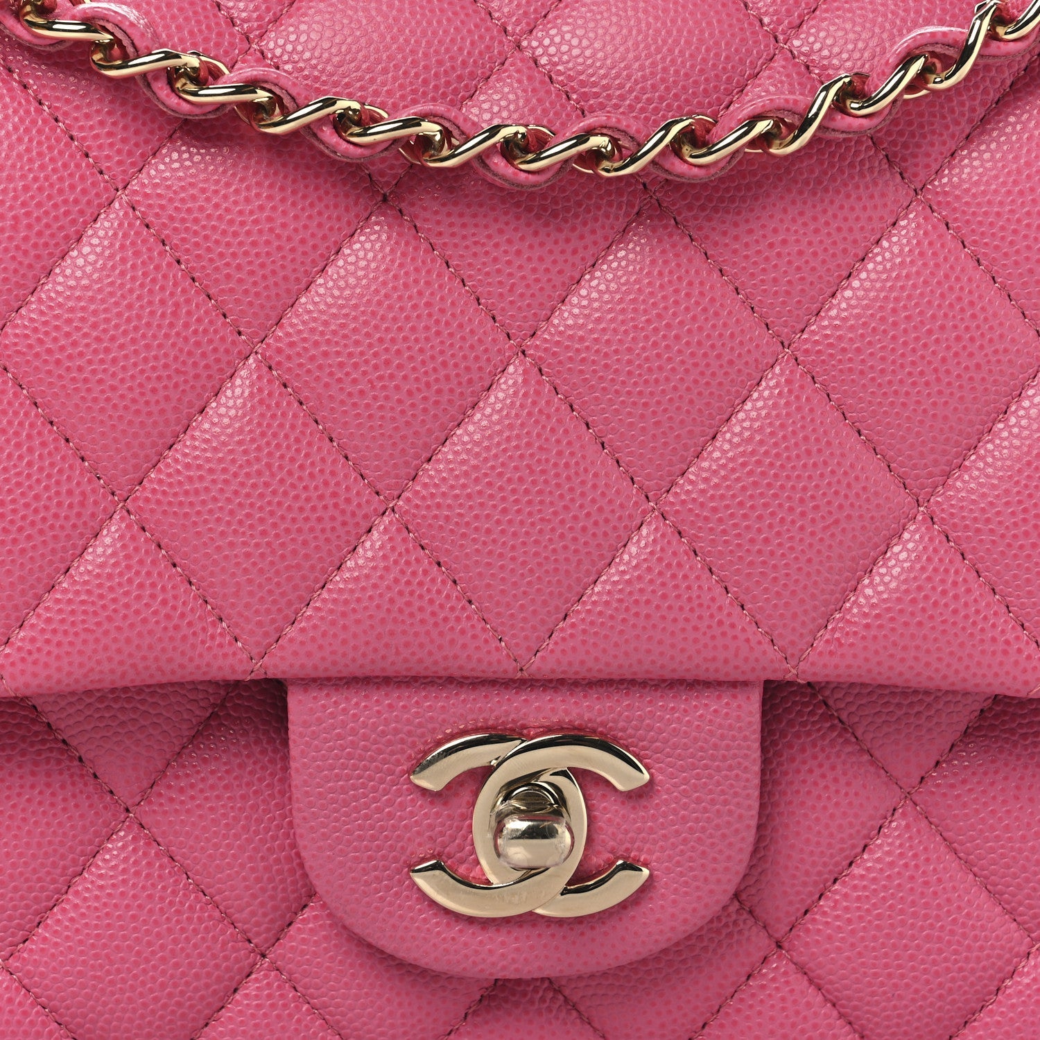 Caviar Quilted Medium Double Flap Pink