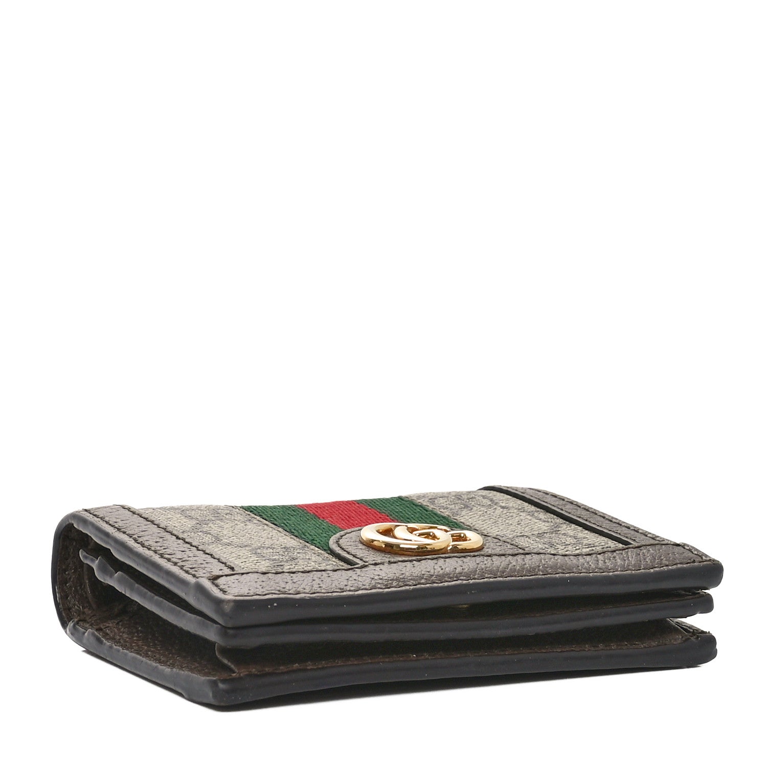 GG Supreme Monogram Textured Dollar Calfskin Web Ophidia  Case Beige New Acero