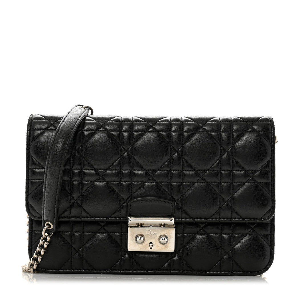 Lambskin Cannage Miss Dior Promenade Pouch Black