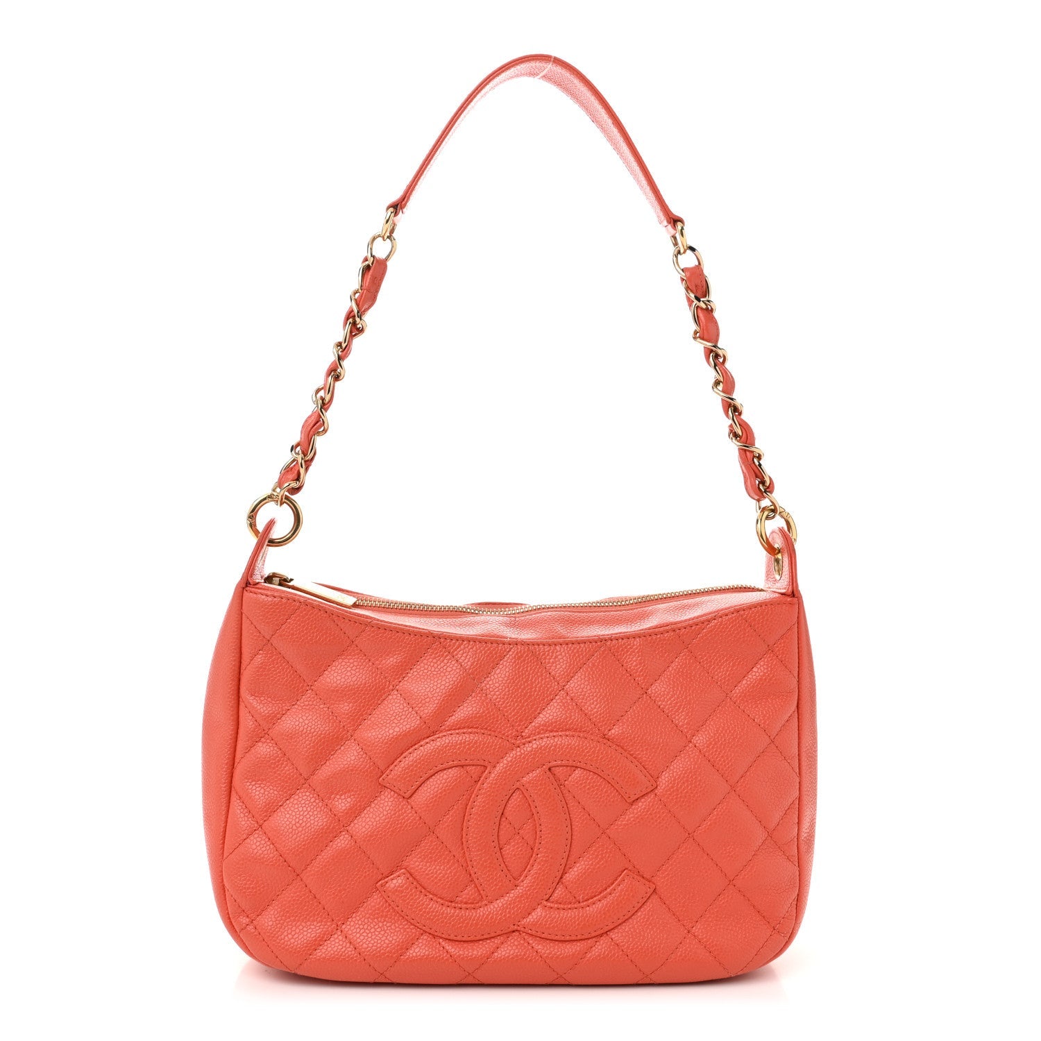 Caviar Quilted Timeless CC Shoulder Bag Coral