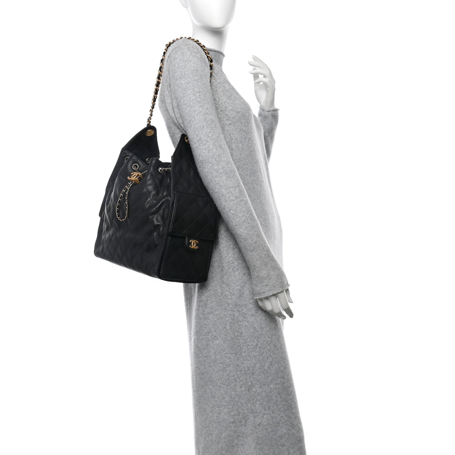 Caviar Quilted Medium Chanel 25 Handbag Black