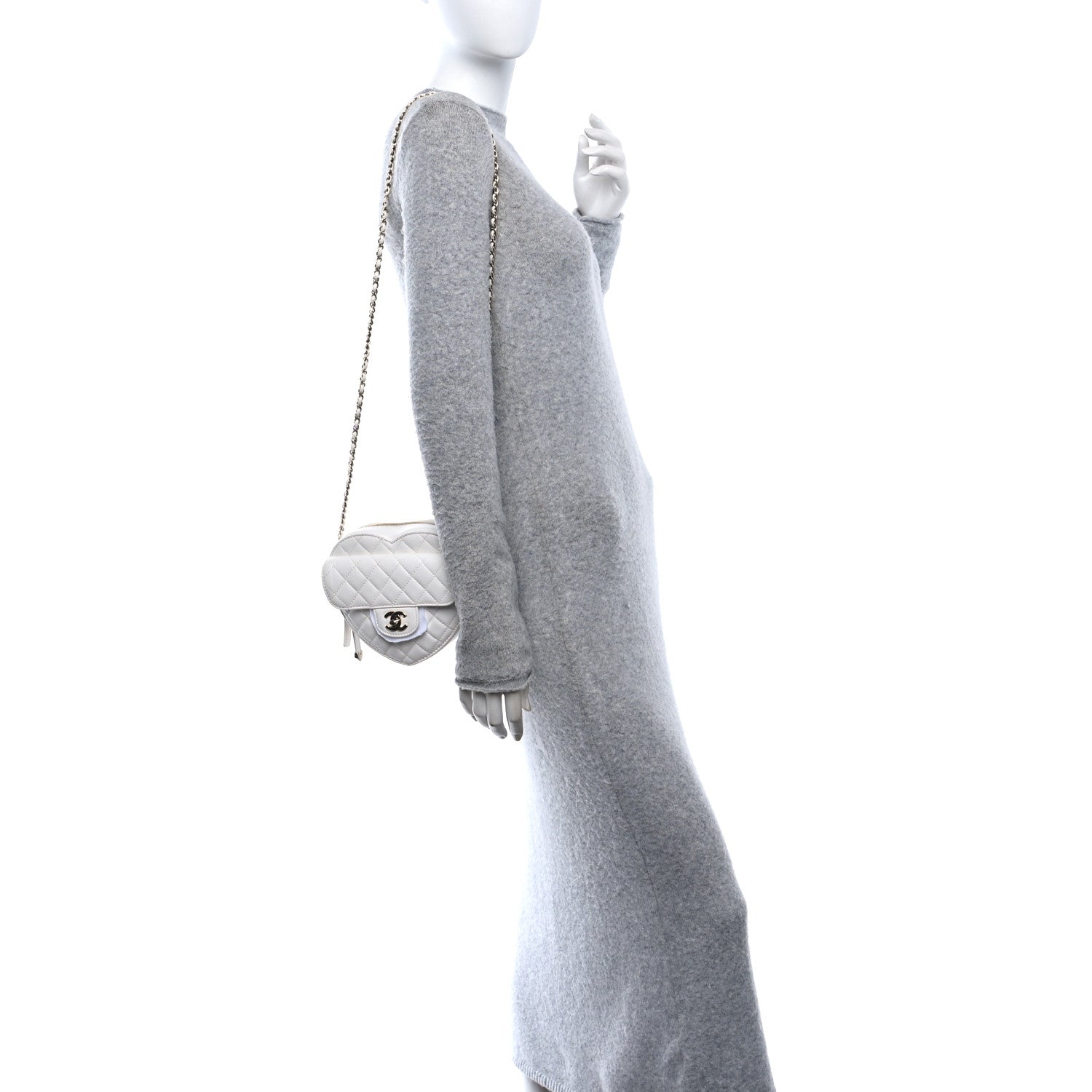 Lambskin Quilted CC In Love Heart Bag White