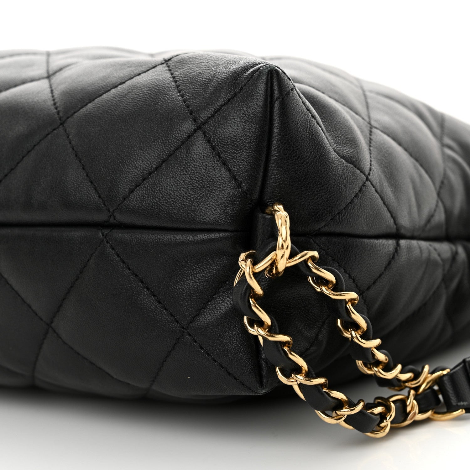 Lambskin Quilted Maxi Hobo Black