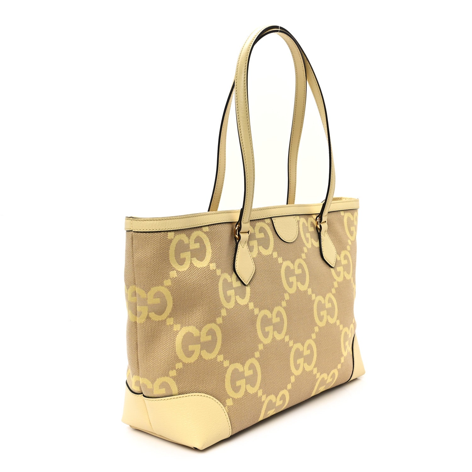 Monogram Jumbo GG Textured Dollar Calfskin Medium Ophidia Shopping Tote Beige Banana