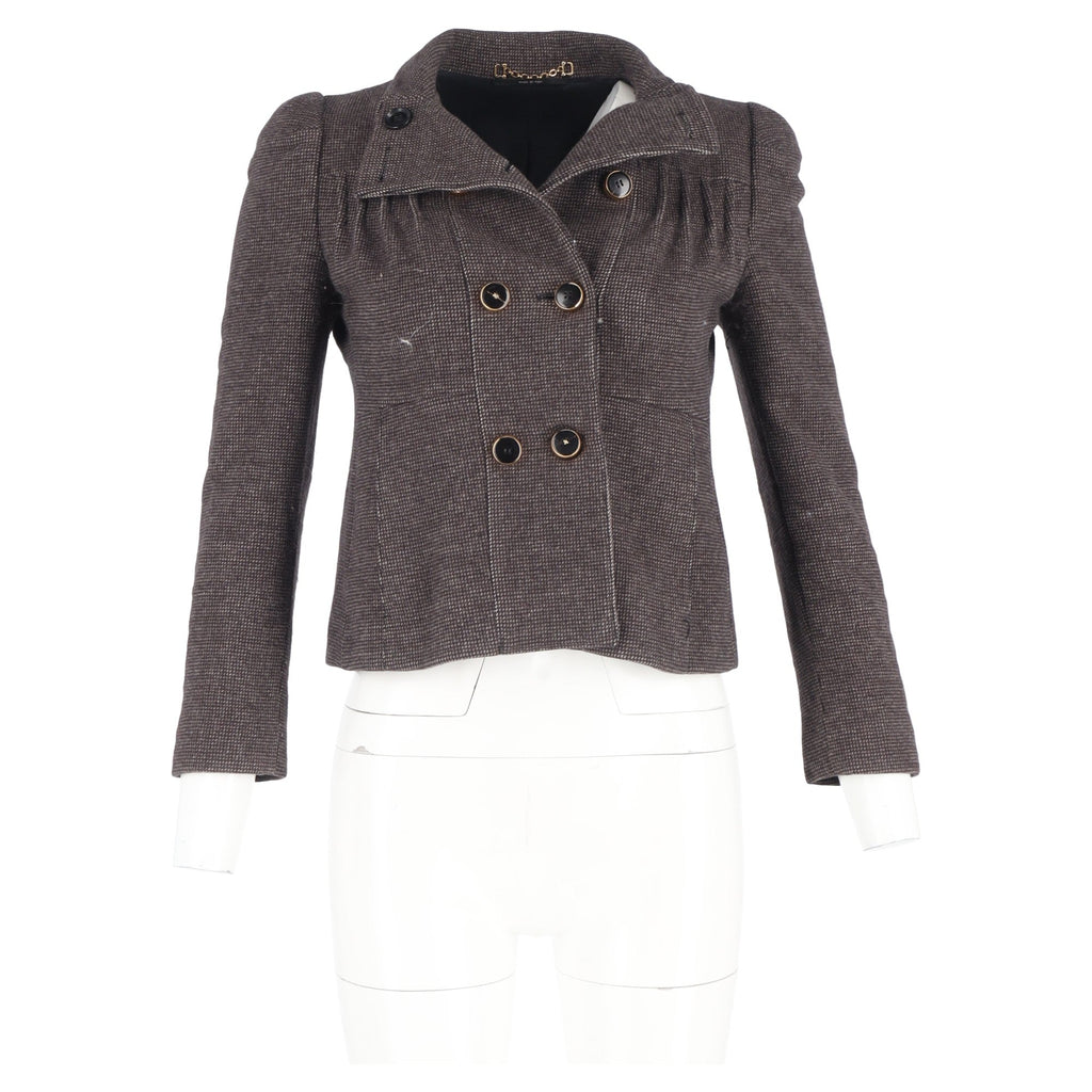 Gucci Textured Double-Breasted Blazer in Brown Wool