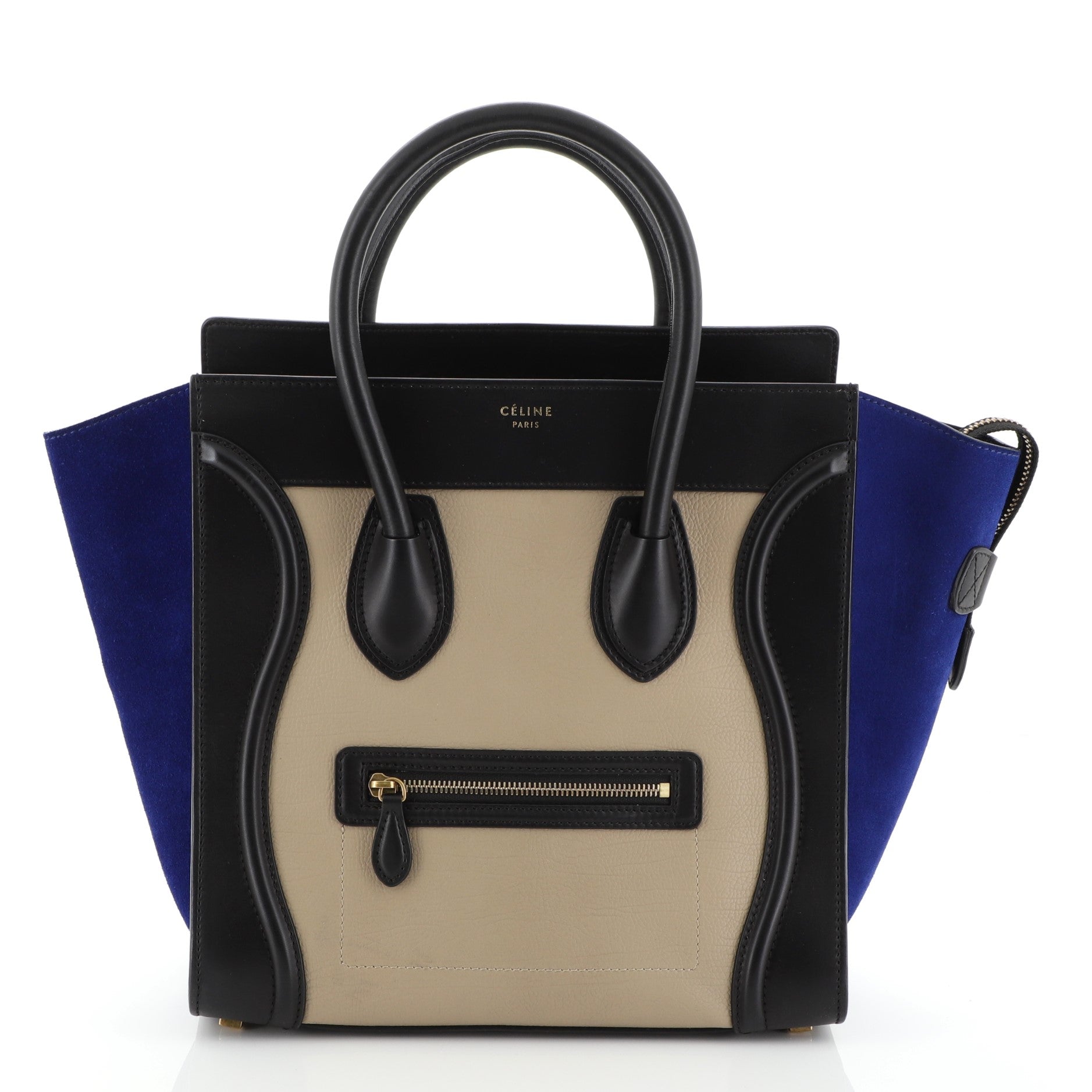 Tricolor Luggage Handbag Leather Mini