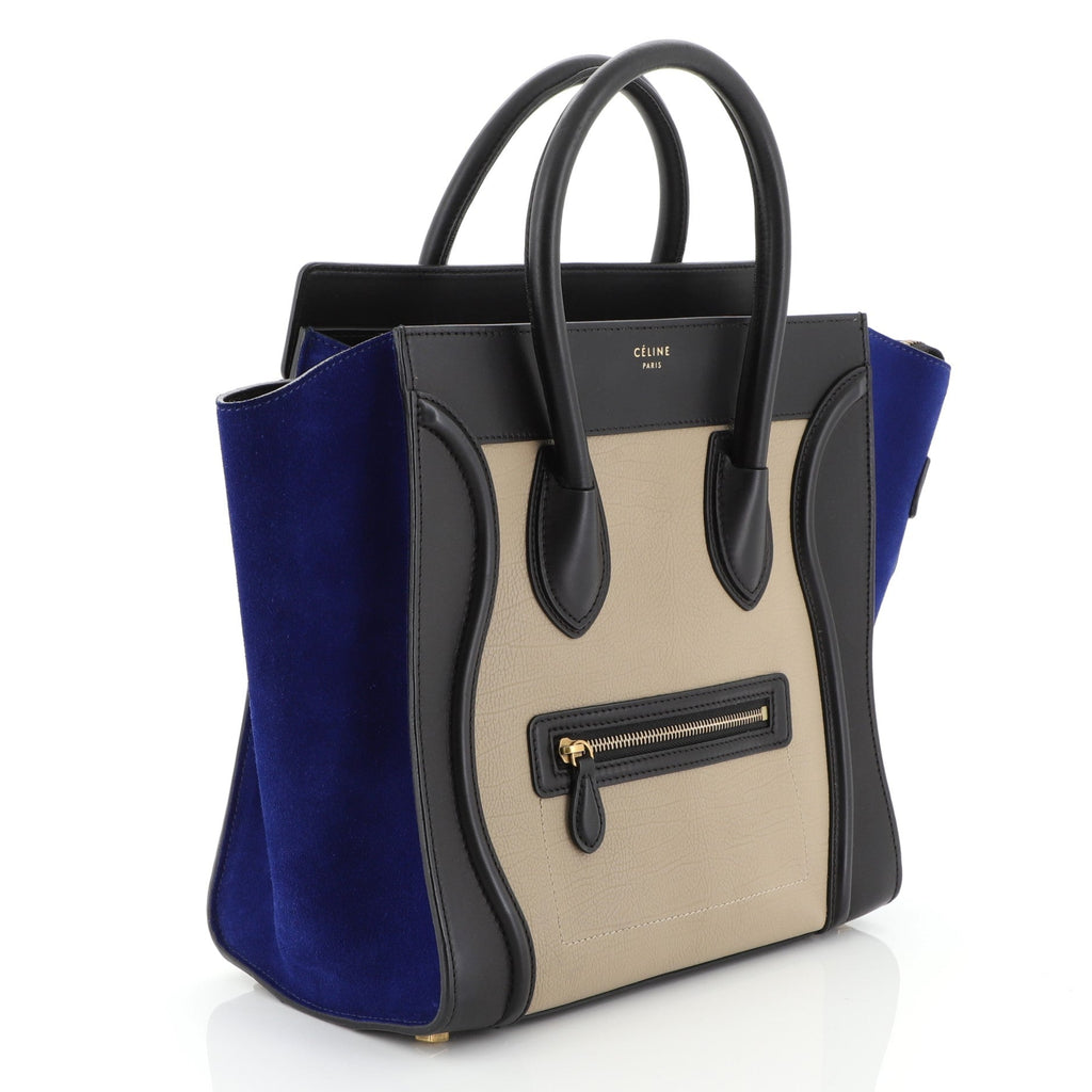 Tricolor Luggage Handbag Leather Mini