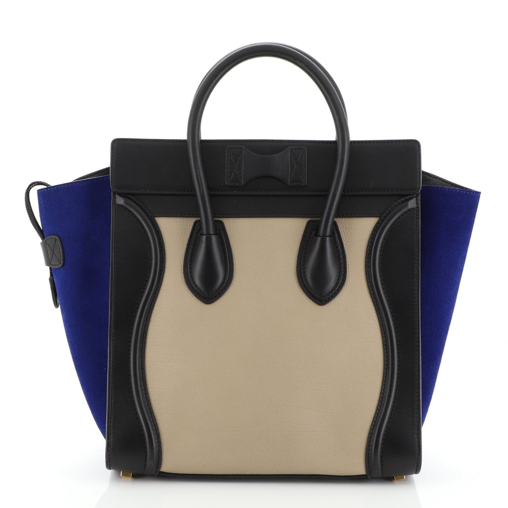 Tricolor Luggage Handbag Leather Mini