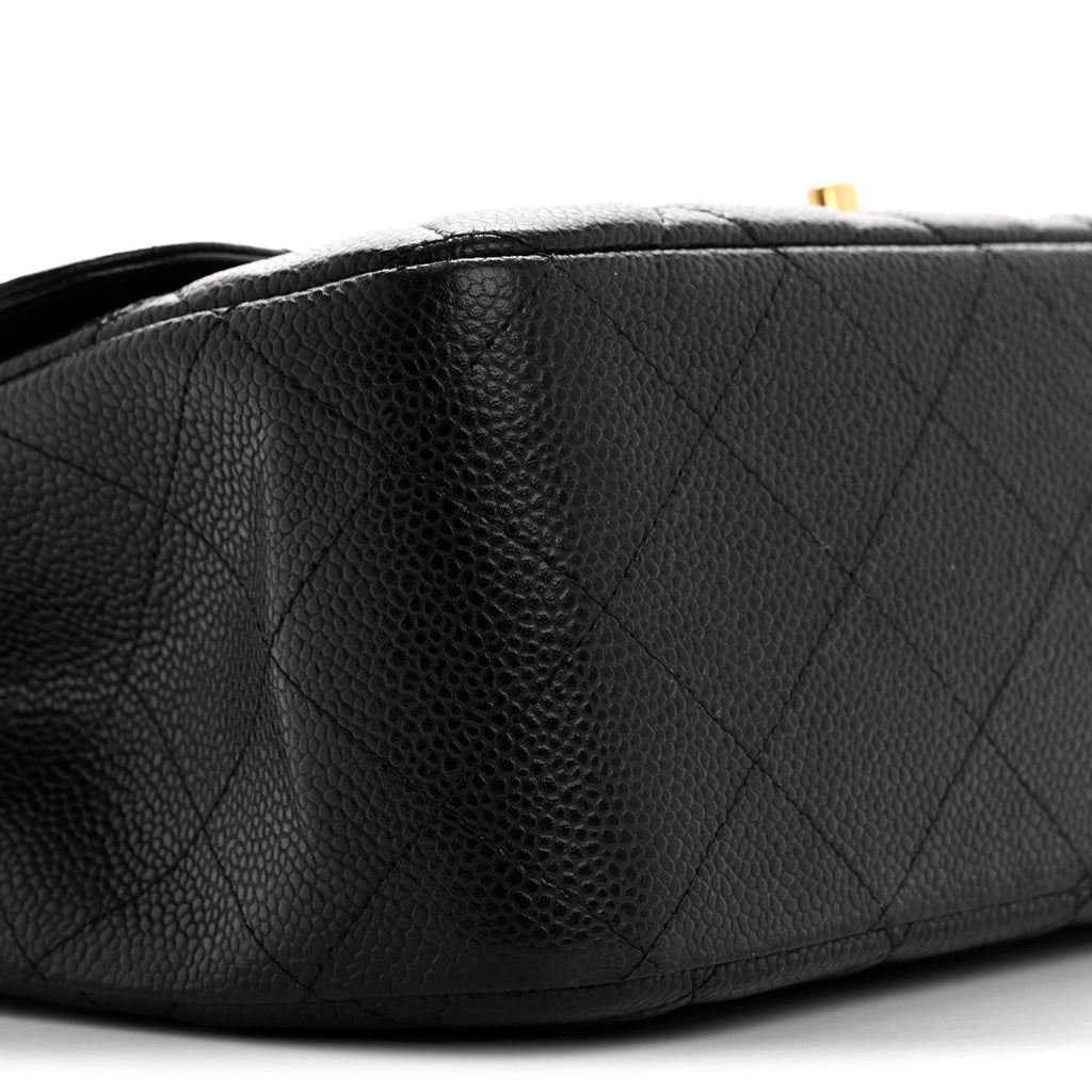 Caviar Quilted Jumbo Double Flap Black