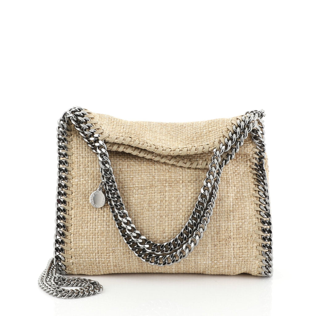 Falabella Fold Over Crossbody Bag Raffia Mini