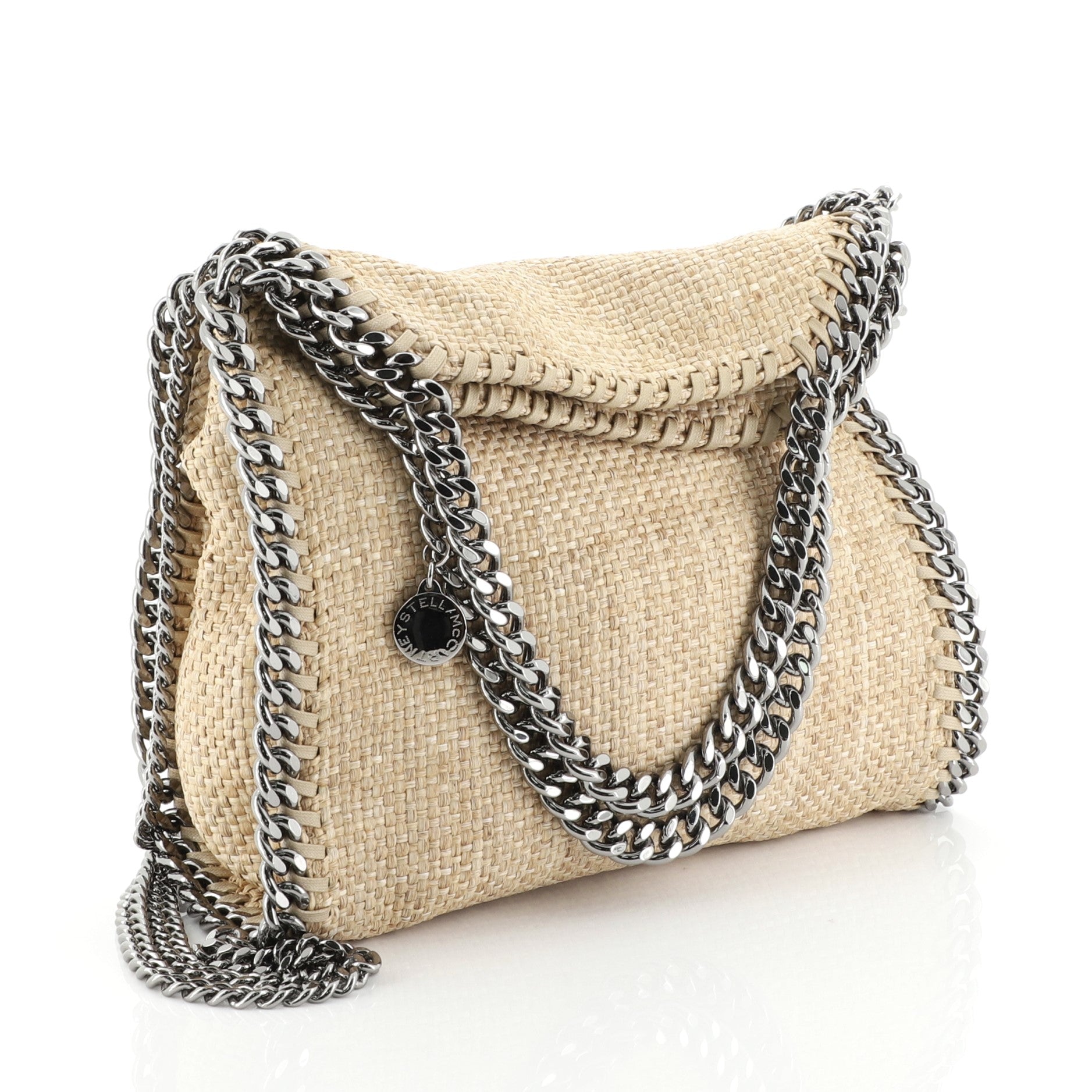 Falabella Fold Over Crossbody Bag Raffia Mini