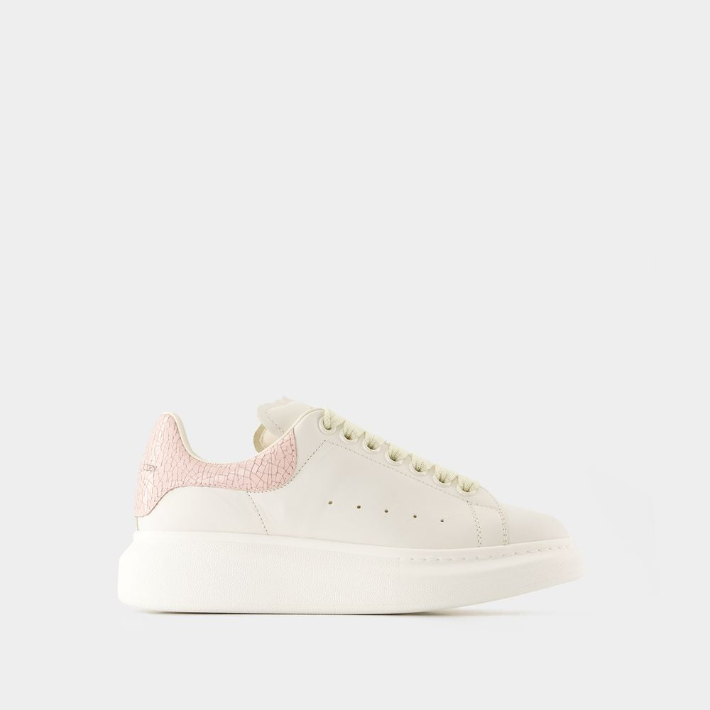 Women's Oversize Sneakers - Alexander McQueen - Leather - White/Pink