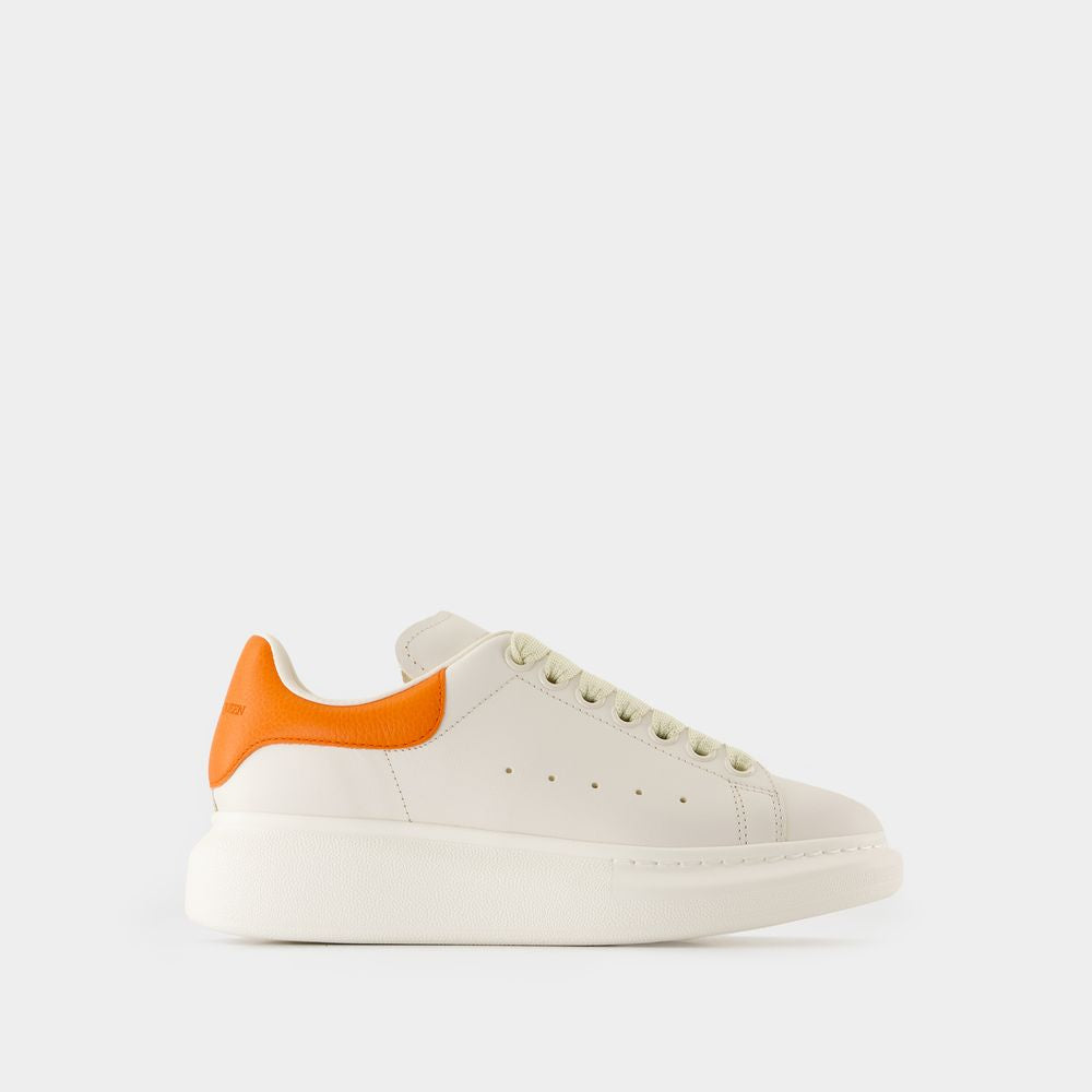 Women's Oversize Sneakers - Alexander McQueen - Leather - White/Orange