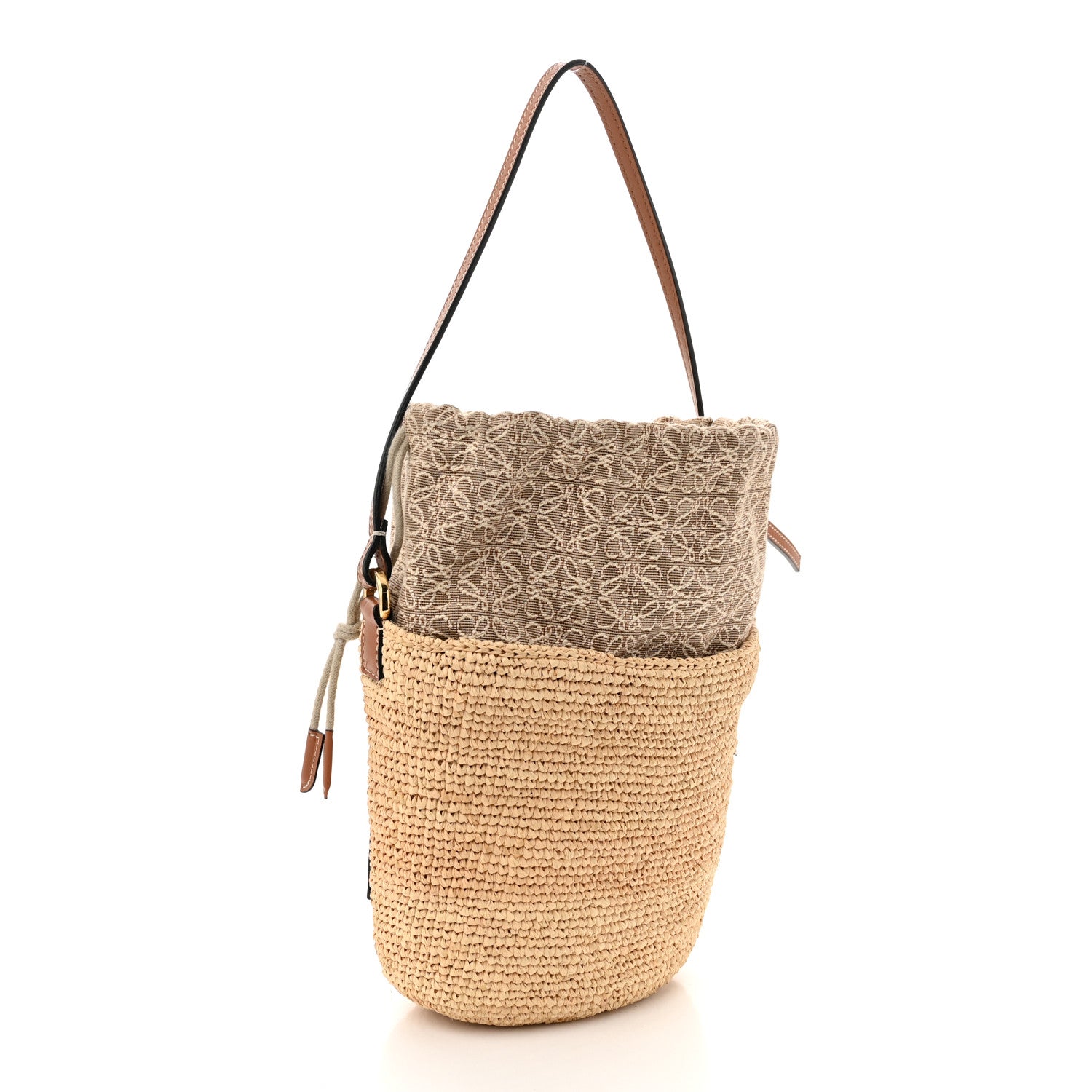 Calfskin Raffia Anagram Paulas Ibiza Pochette Bag Natural Tan