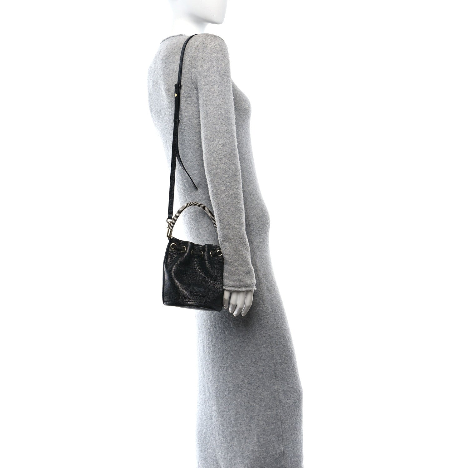 Grained Calfskin Mini The Bucket Bag Black