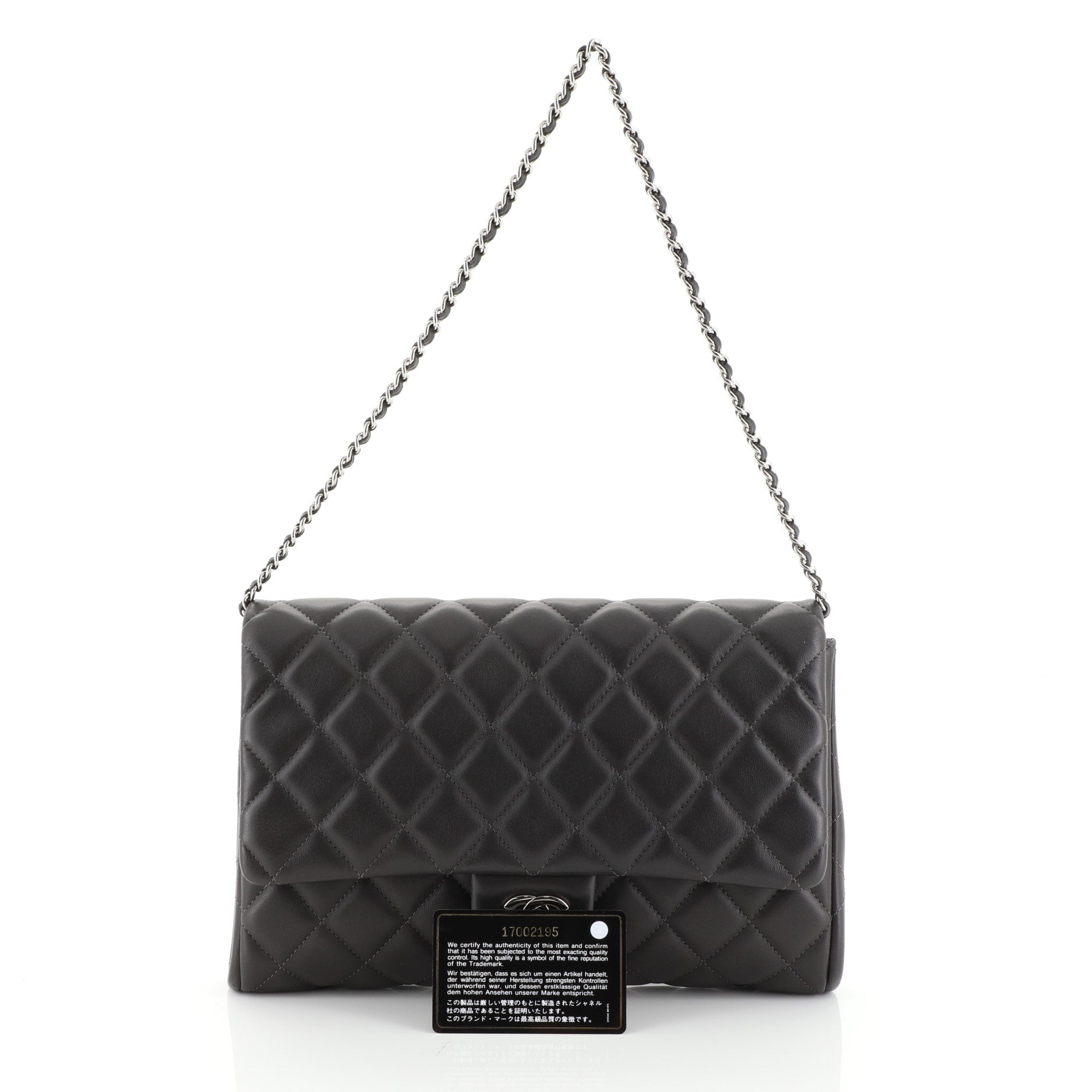 Clutch with Chain Quilted Lambskin