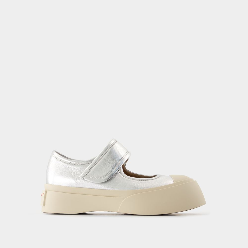 Women's Mary Jane Sneakers - Marni - Leather - Silver