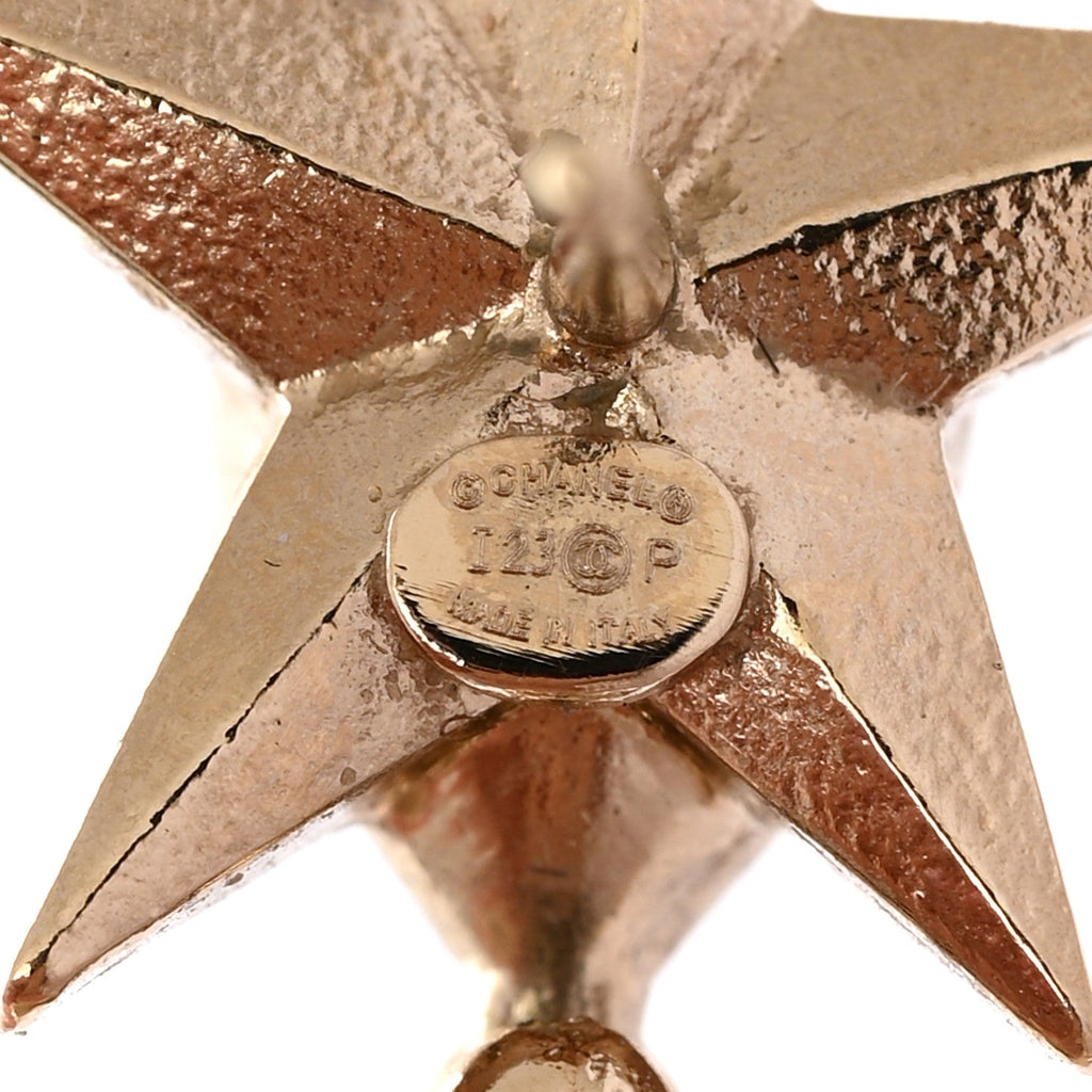 Crystal Pearl Star CC Pendant Dangle Earrings Gold Blue Pink