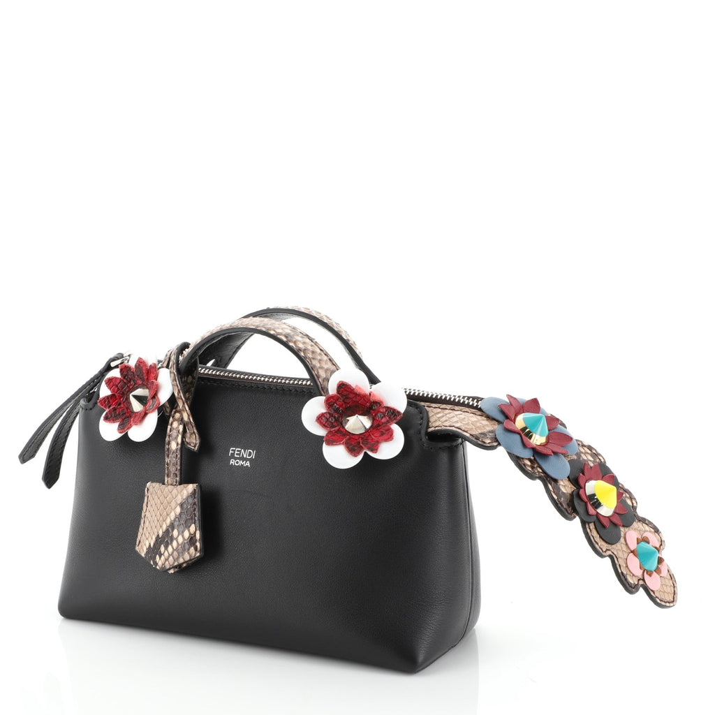 By The Way Satchel Leather with Floral Applique and Python Mini