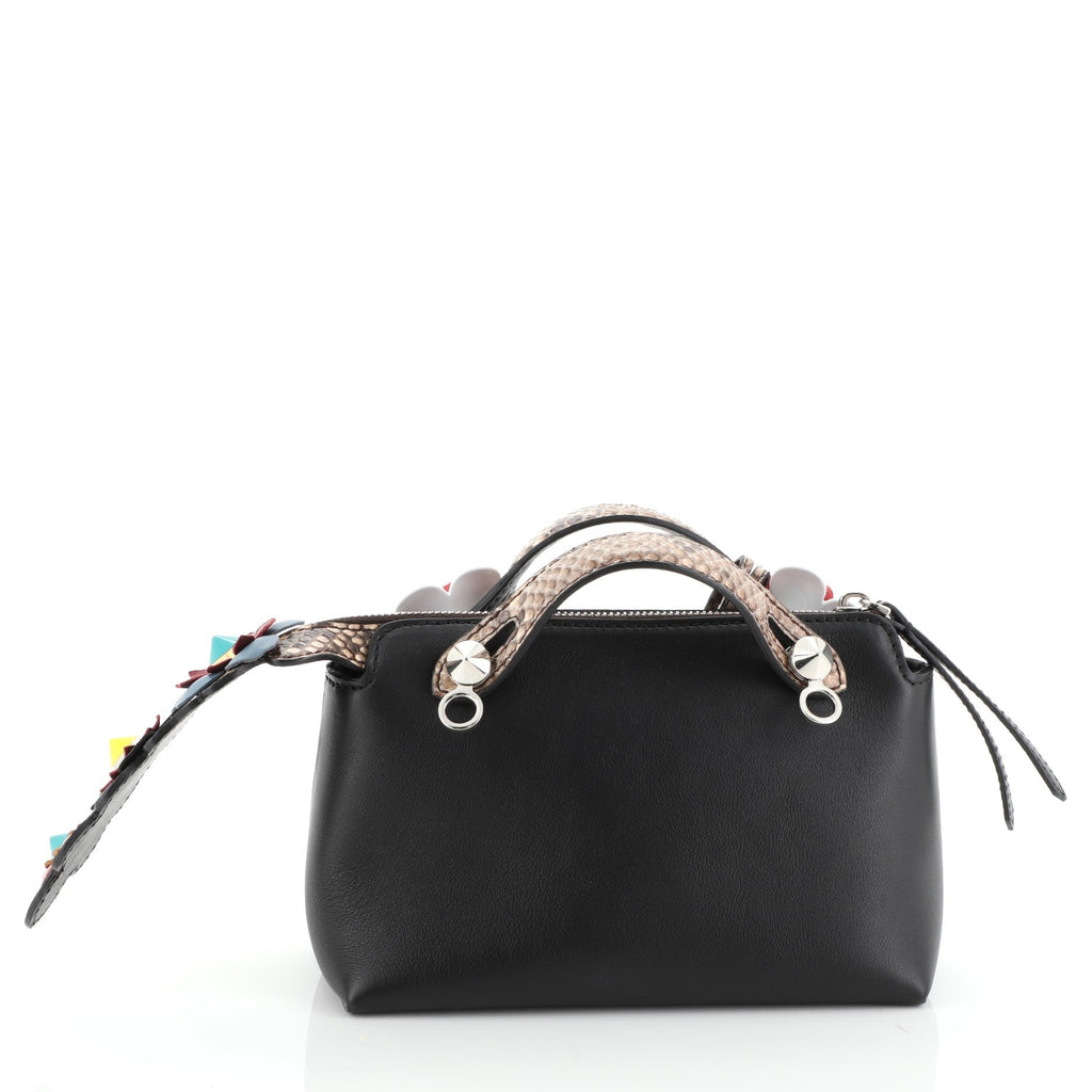 By The Way Satchel Leather with Floral Applique and Python Mini