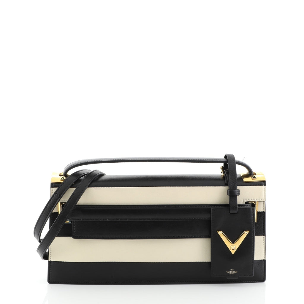 My Rockstud Clutch Striped Leather
