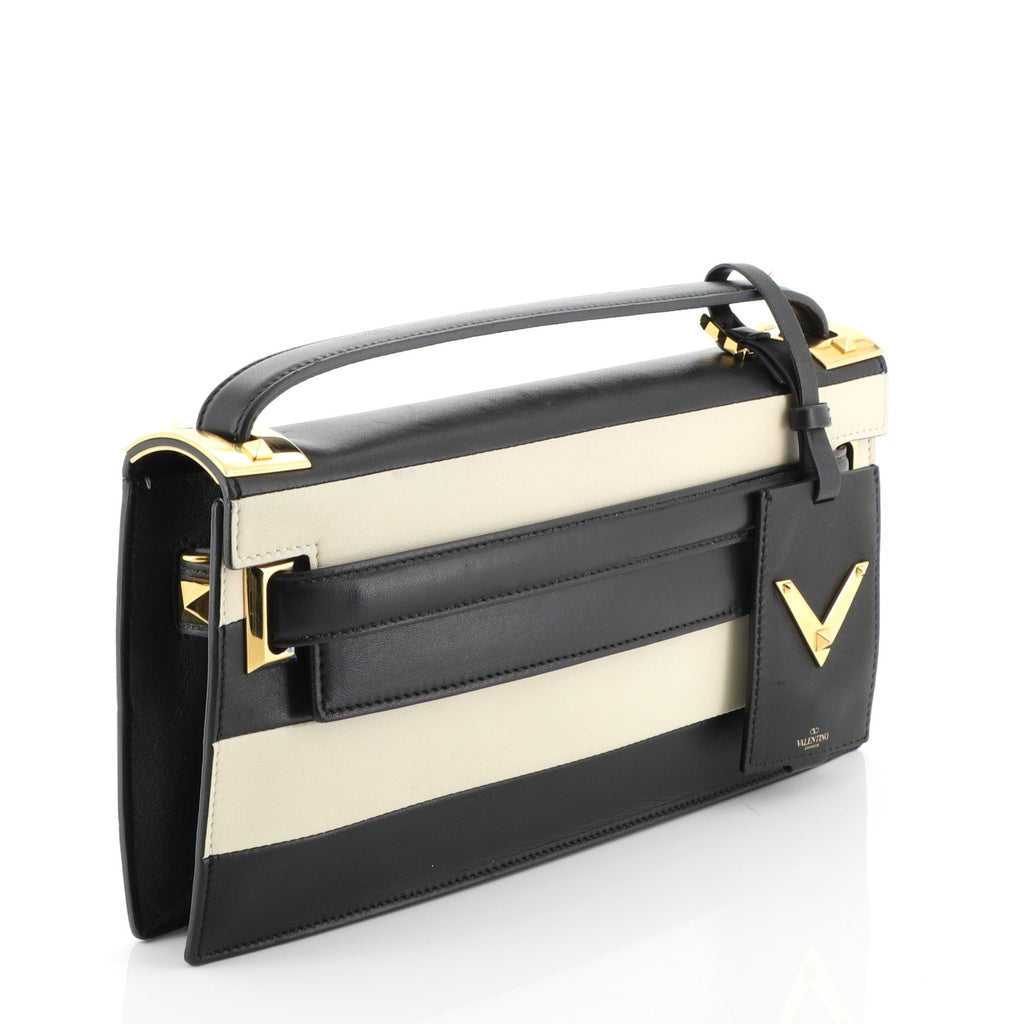 My Rockstud Clutch Striped Leather