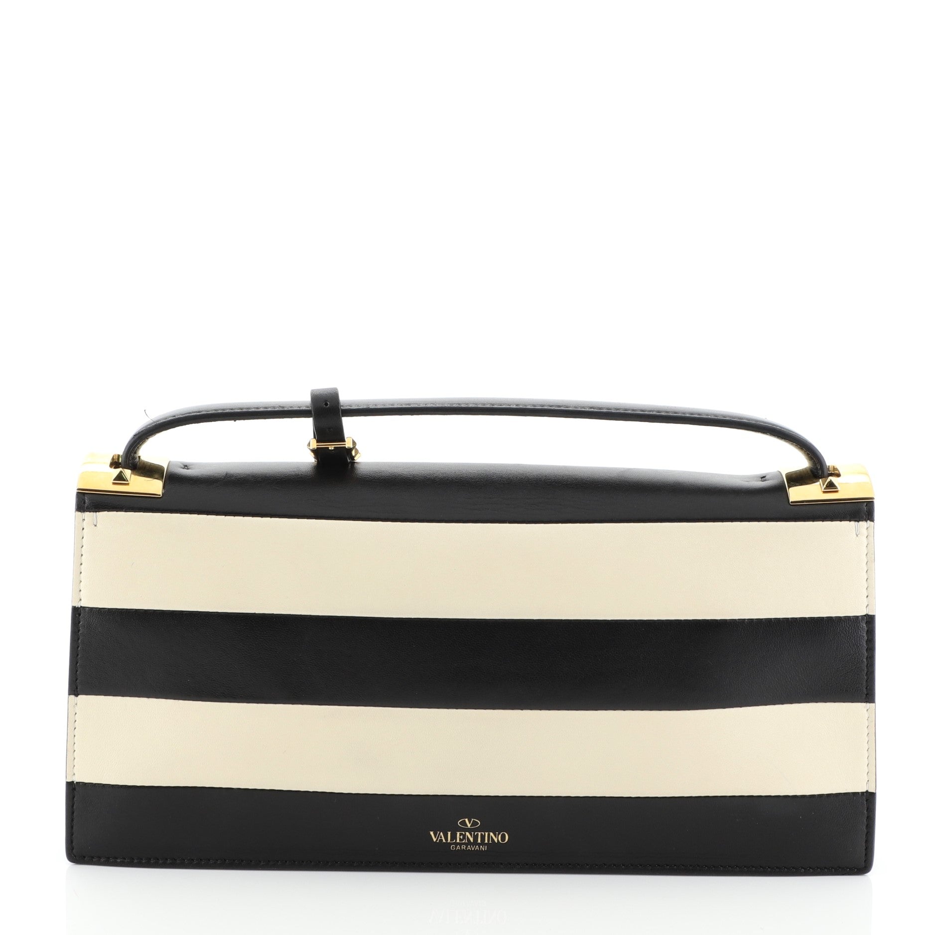 My Rockstud Clutch Striped Leather