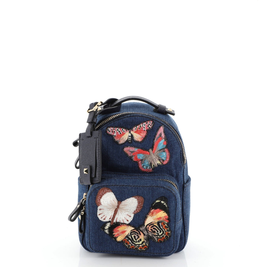 Backpack Denim with Butterfly Applique Mini