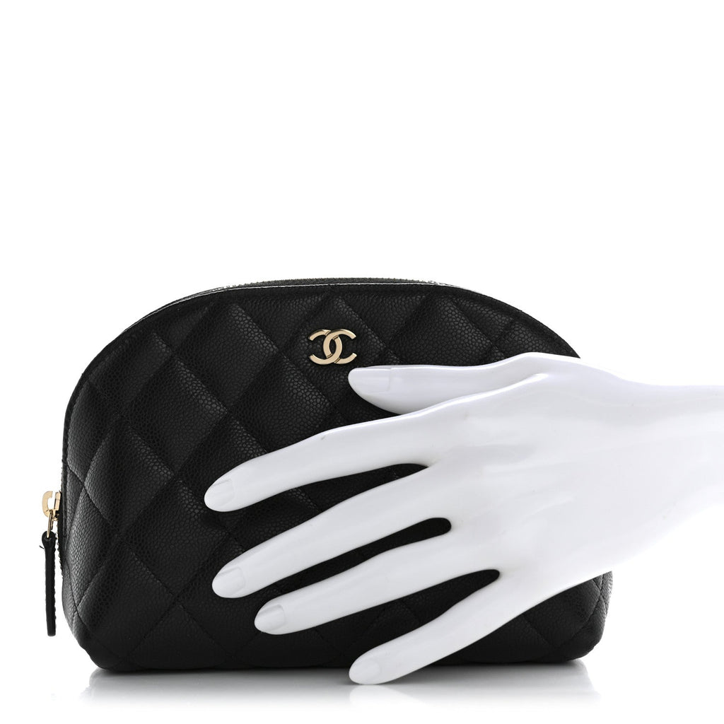 Caviar Quilted Cosmetic Case Black