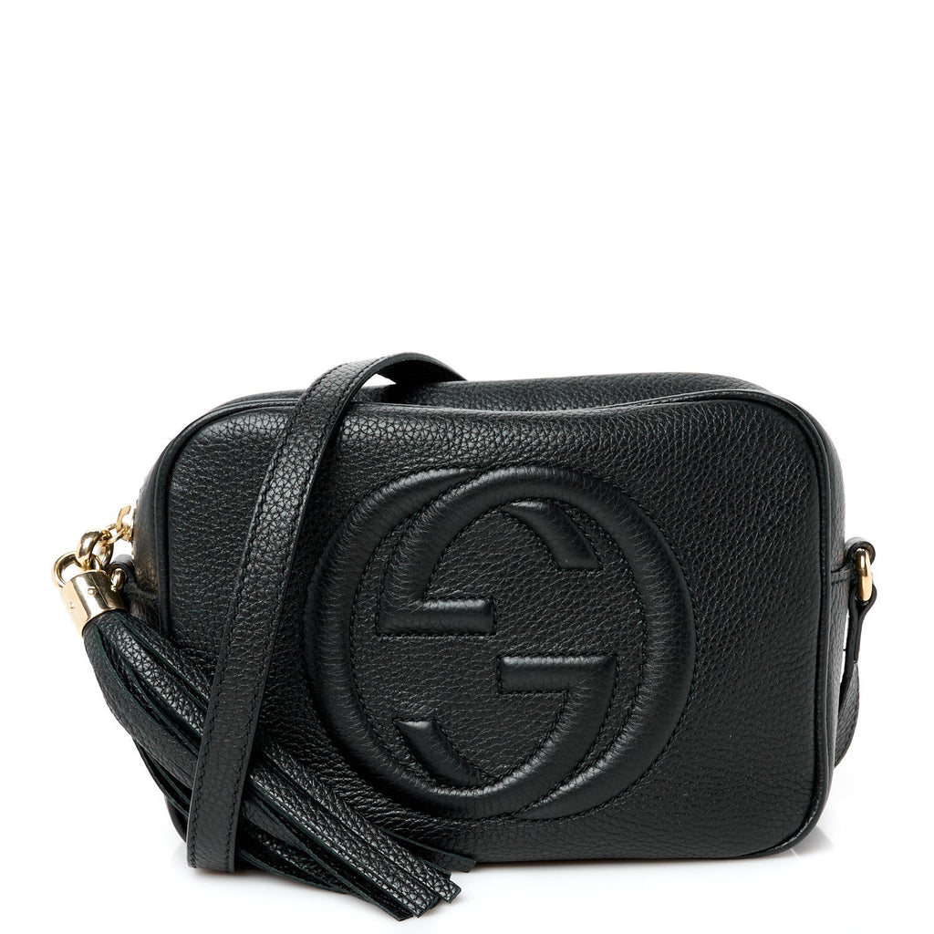 Pebbled Calfskin Small Soho Disco Bag Black