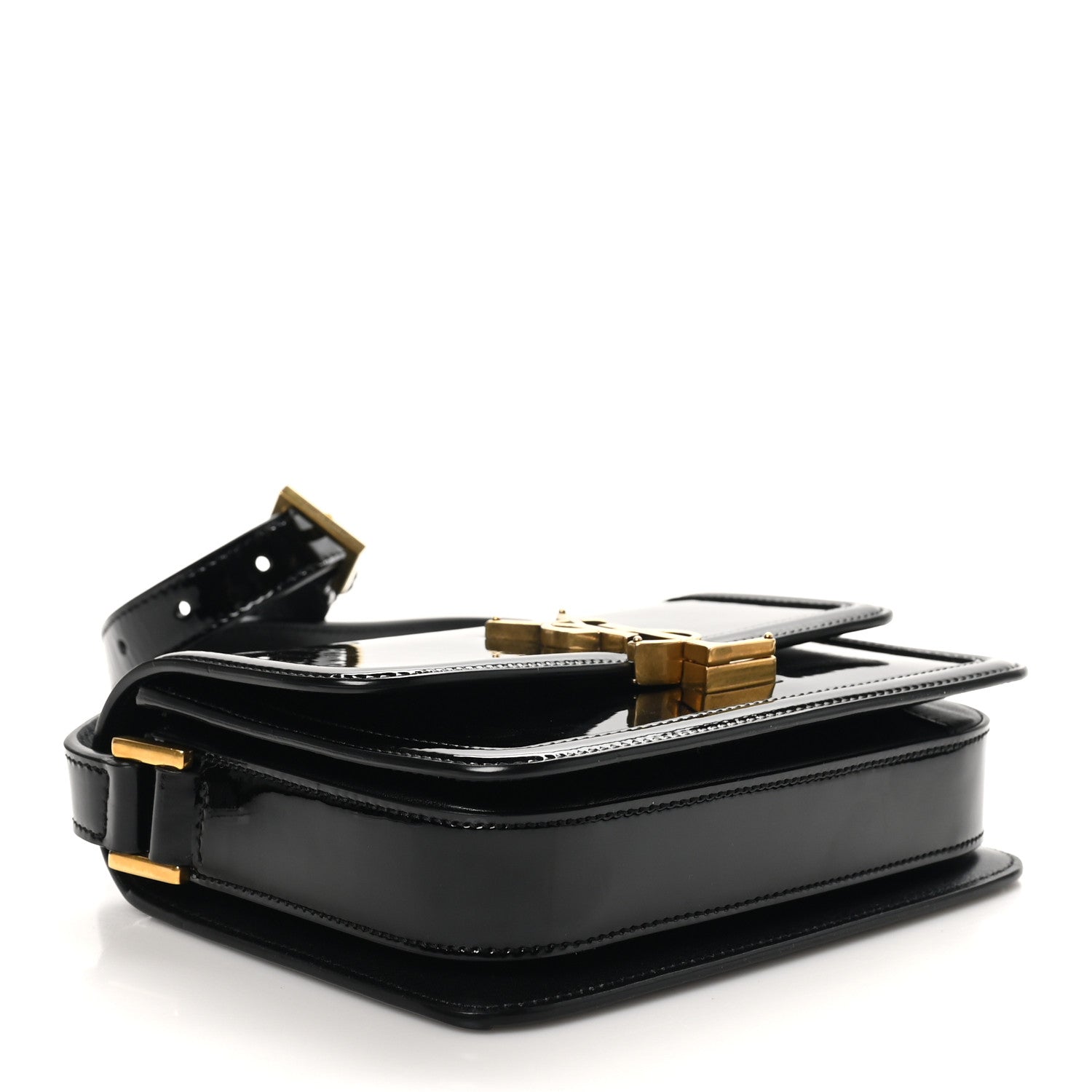 Patent Small Solferino Satchel Black